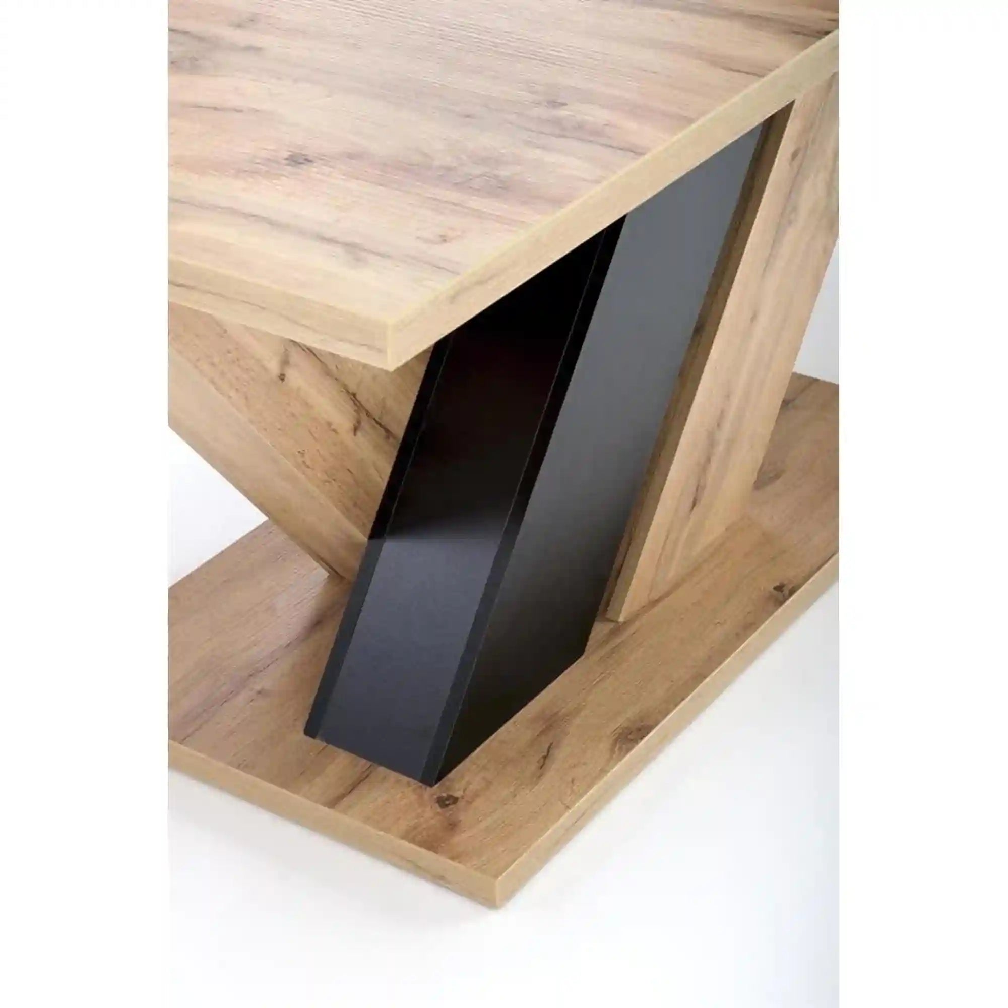 Masa extensibila BRANDON, stejar wotan/negru, PAL laminat, 160/200x90x77 cm