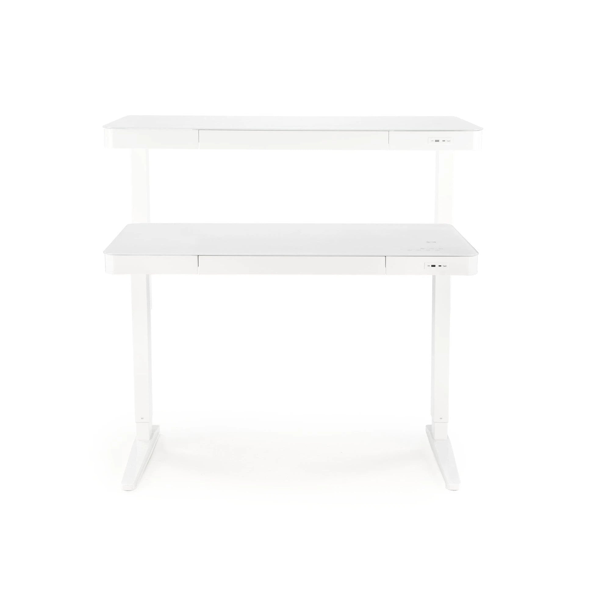 Birou B52, alb, sticla/metal, 120x60x77/120 cm