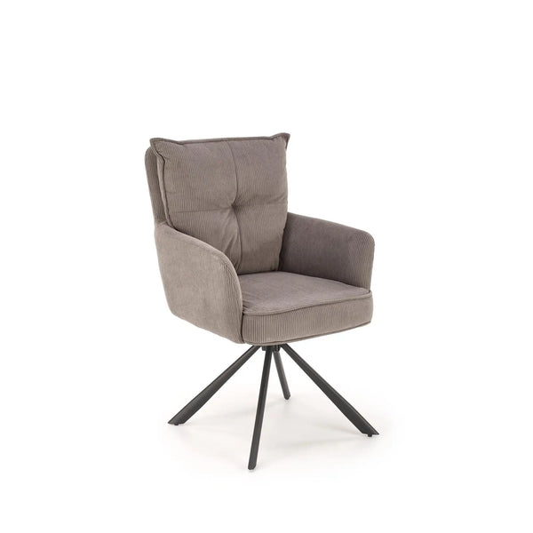 Scaun rotativ K528, gri/negru, stofa catifelata/metal, 60x67x90 cm