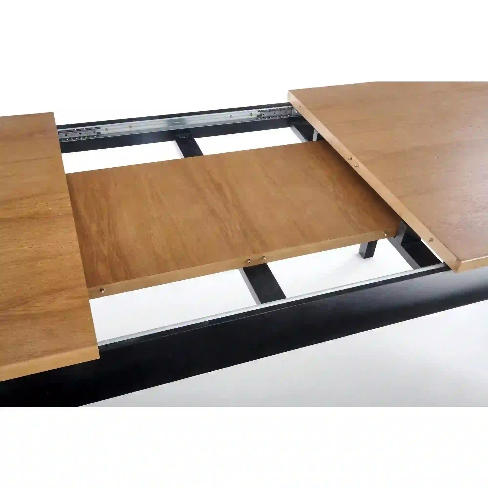 Masa extensibila WINDSOR, stejar/negru, PAL/furnir/lemn, 160/240x90x76 cm