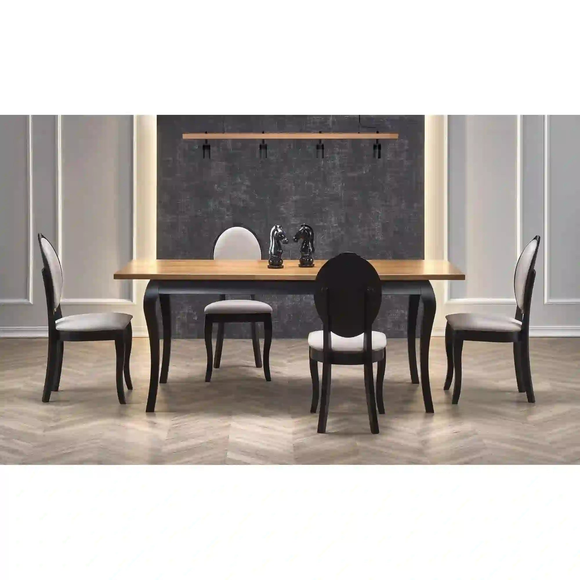 Masa extensibila WINDSOR, stejar/negru, PAL/furnir/lemn, 160/240x90x76 cm