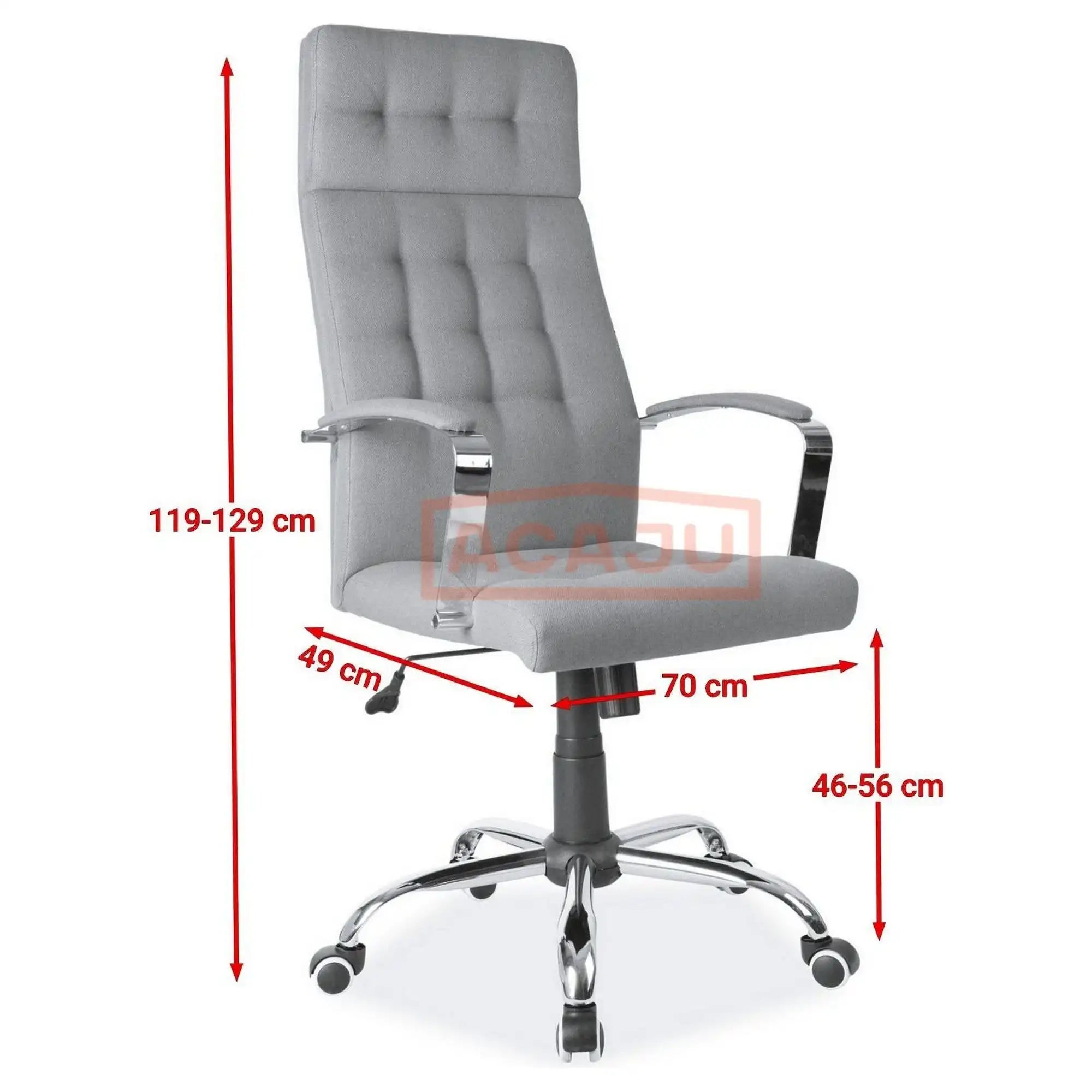 Scaune de birou Q-136, gri, stofa/metal, 70x49x119/129 cm