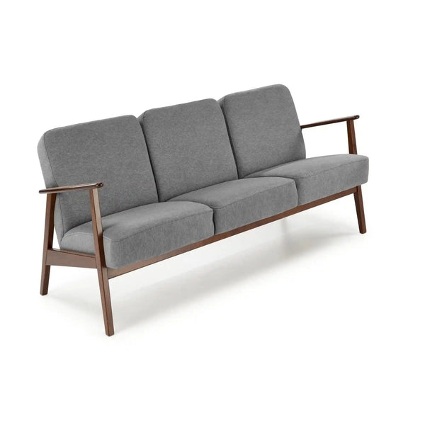 Canapea MILANO 3S, gri - Castel 93, stofa catifelata/lemn, 175x77x77 cm