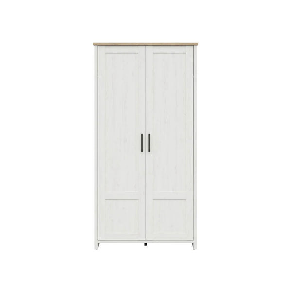 Dulap LOKSA, alb/stejar, PAL laminat, cu 2 usi, 102x57x201 cm