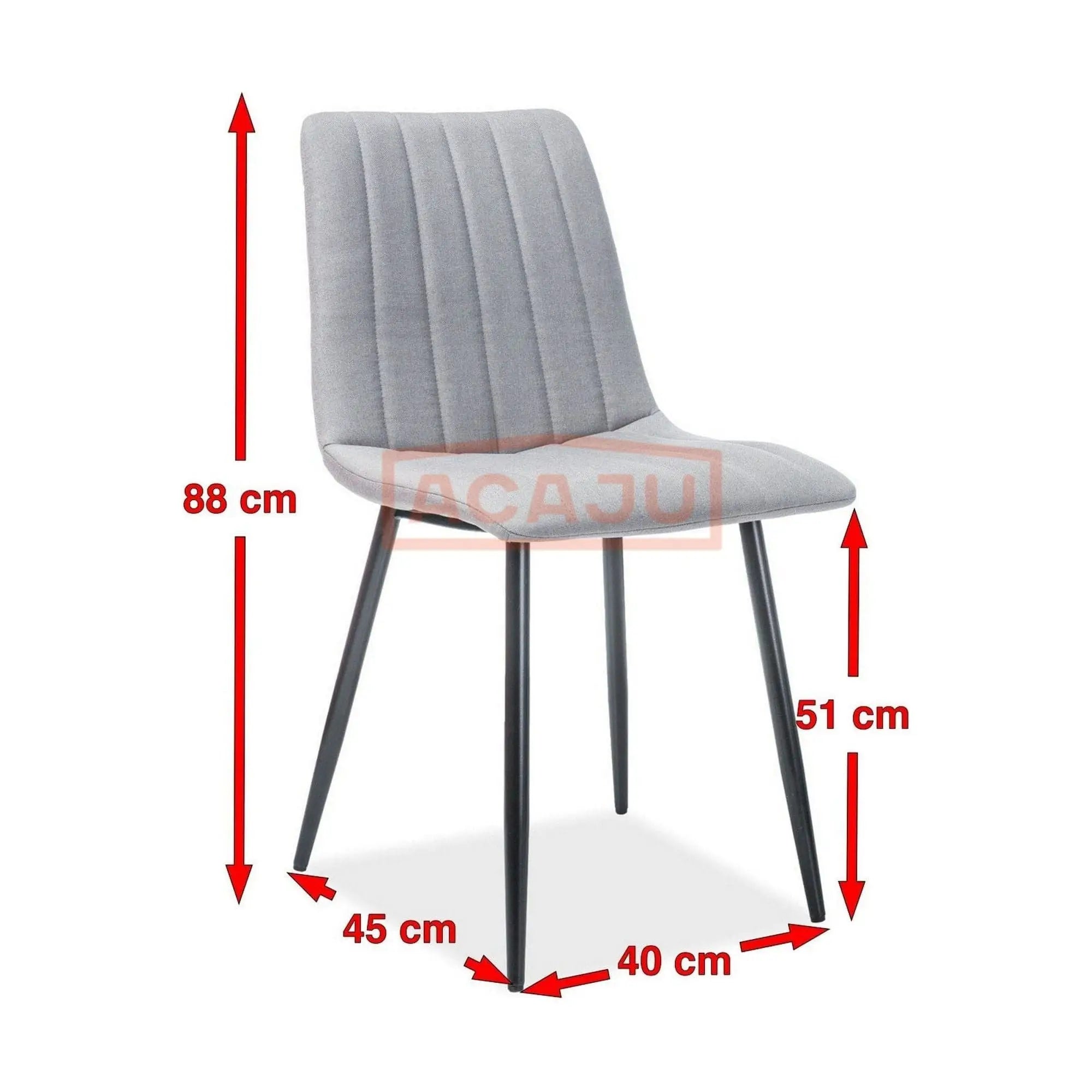 Scaun tapitat ALAN, gri/negru, stofa/metal, 40x45x88 cm