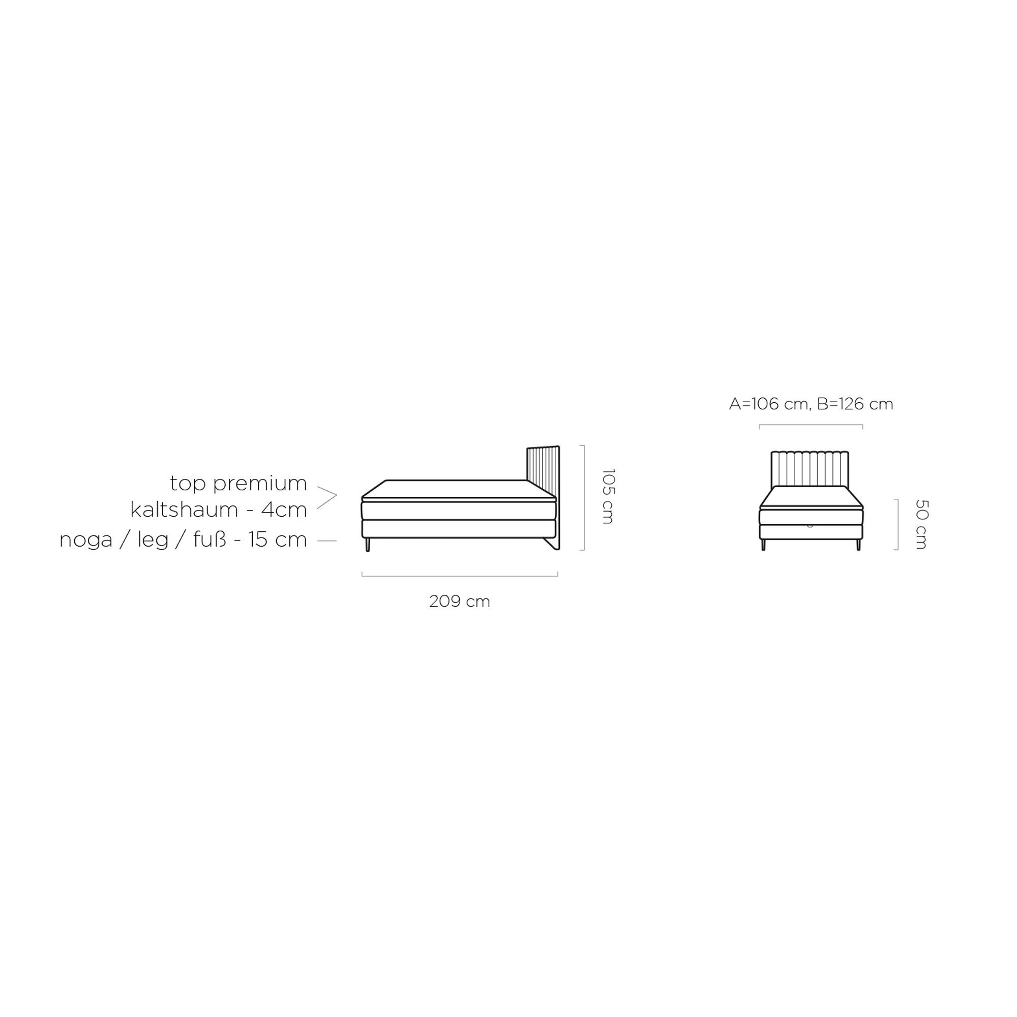 Pat NEPO 100x200, personalizabil materiale gama Oferta Avantaj, cu spatiu depozitare, suport saltea, saltea si topper