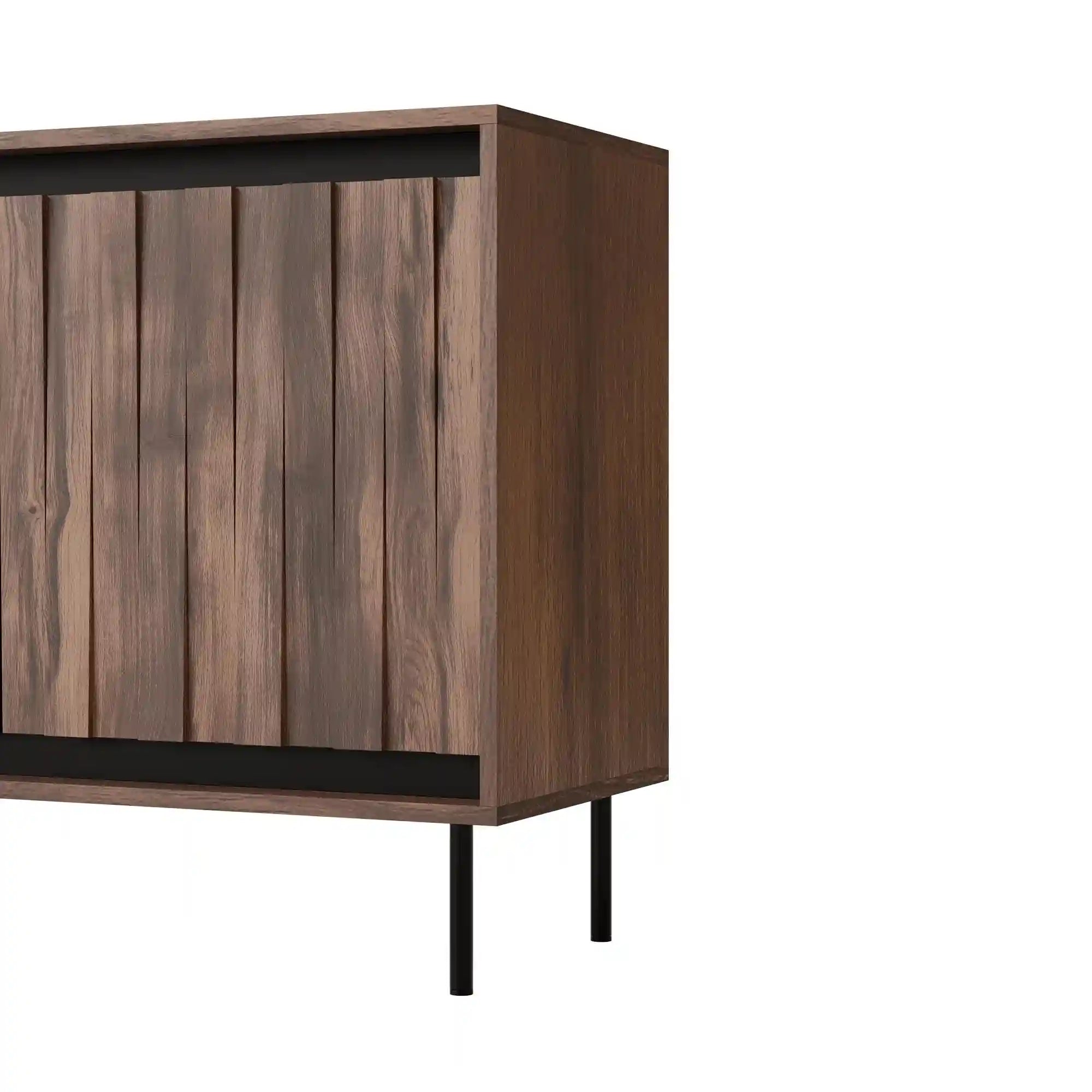 Comoda SWING KM-1, nuc/negru, PAL laminat/metal, 150x40x75 cm