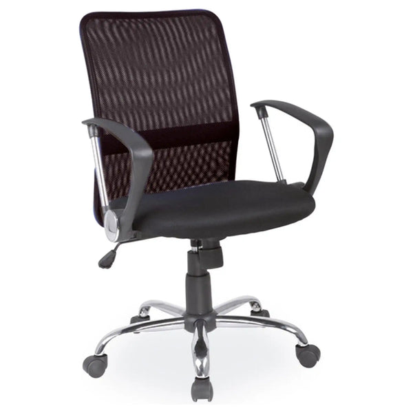 Scaun de birou Q-078, negru/crom, stofa/plasa, 58x46x95/107 cm