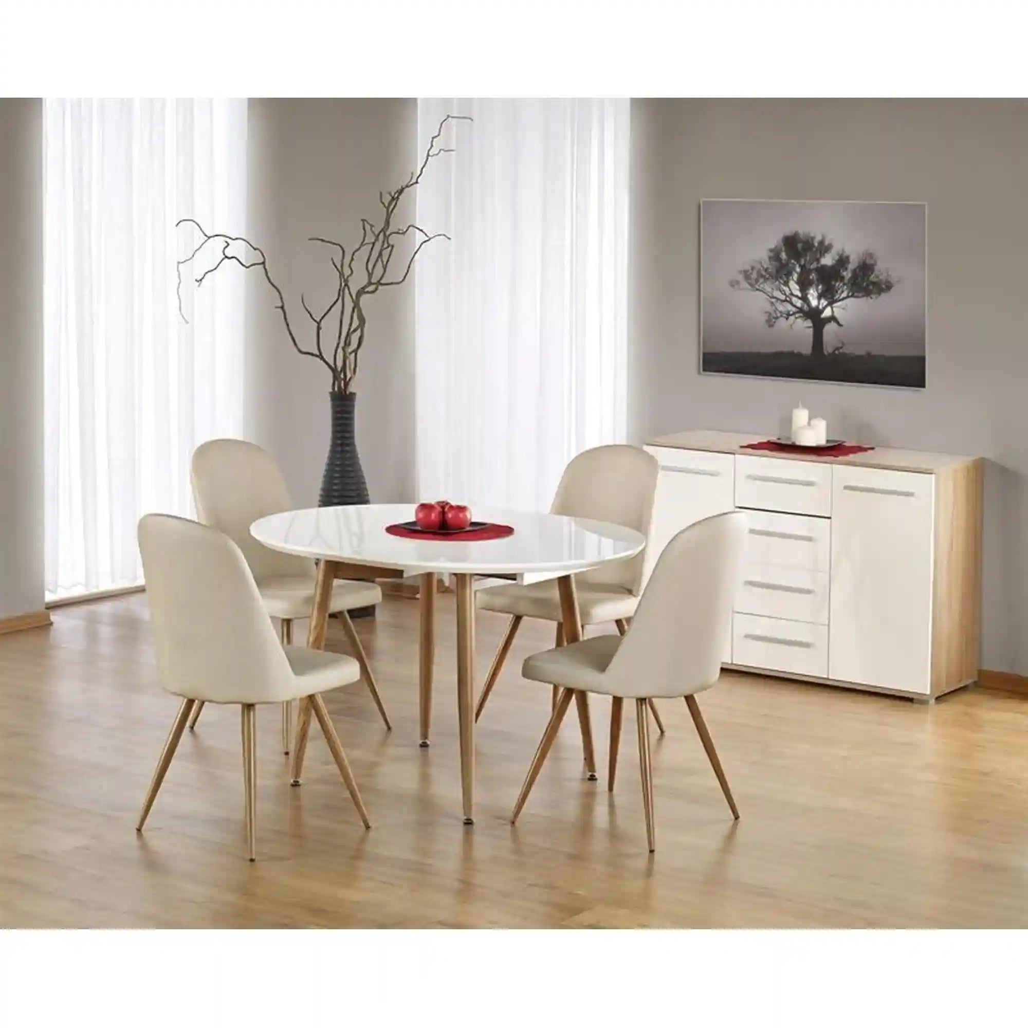 Masa extensibila EDWARD, alb/stejar San Remo, 120/200x100x75 cm