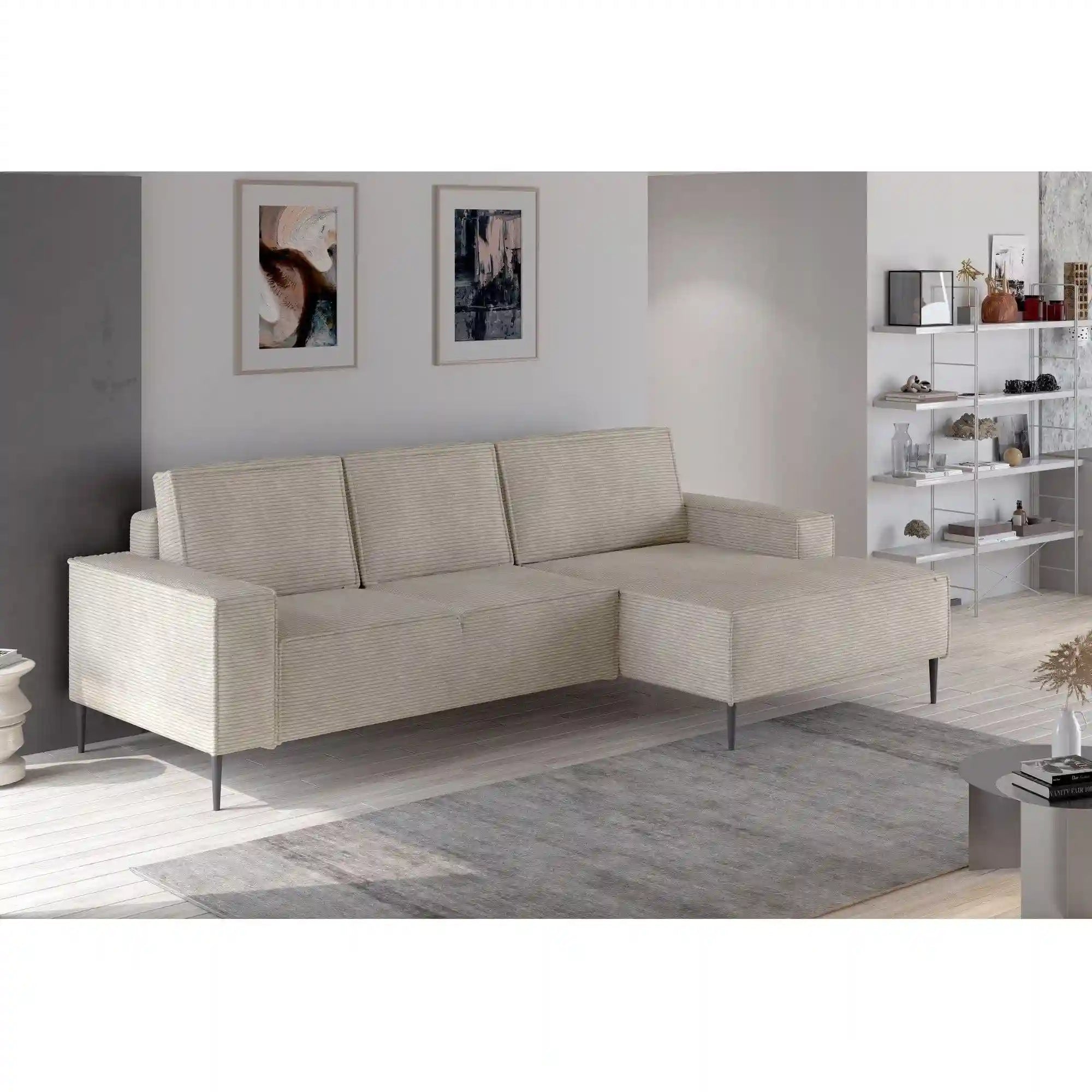 Coltar extensibil MATANO, personalizabil materiale din gama Premium, cu lada depozitare, 270x163x89 cm