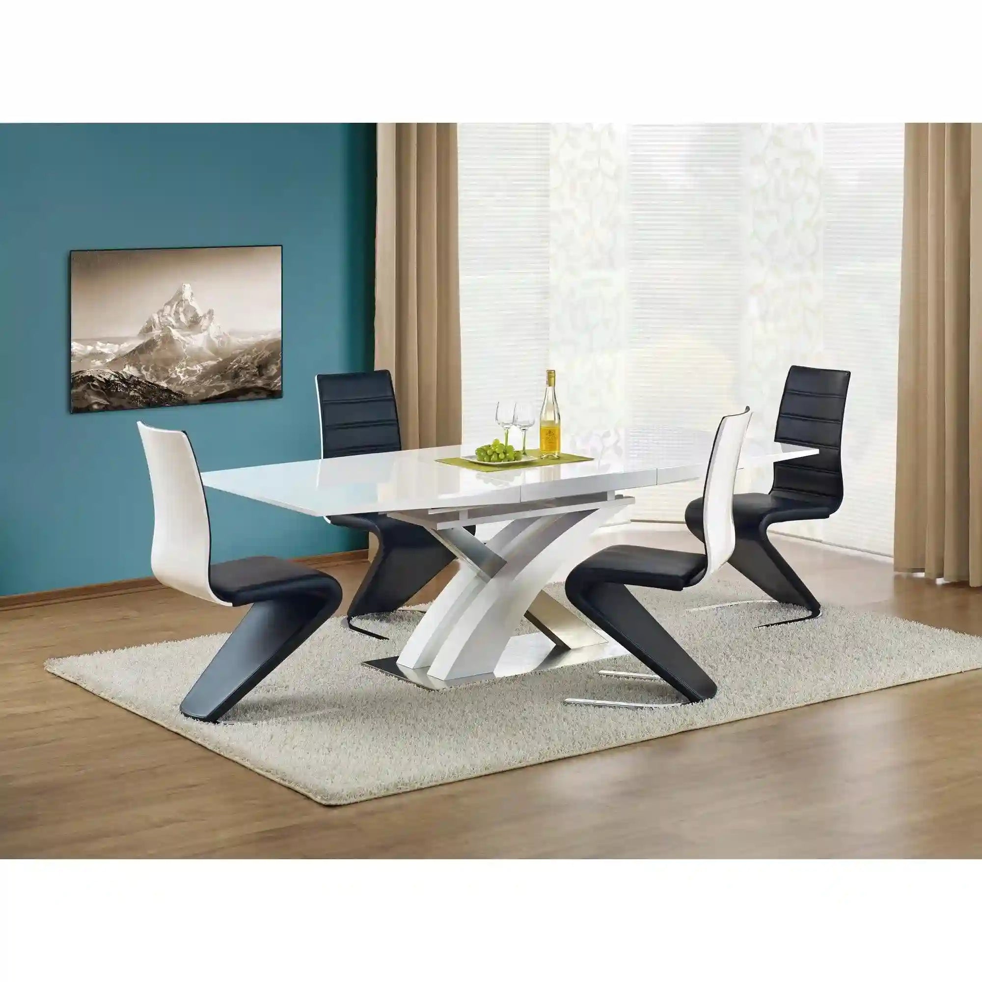 Masa extensibila SANDOR, alb/crom, 160/220x90x77 cm