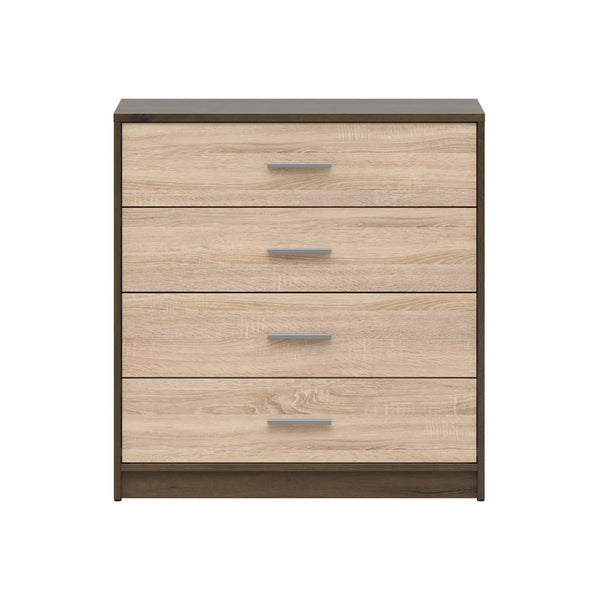 Comoda NEPO PLUS, stejar nobil/stejar sonoma, PAL laminat, cu 4 sertare, 80x34x84 cm