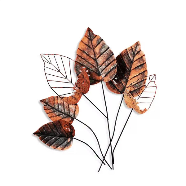 Decoratiune perete FEUILLE 3, cupru/negru, metal, 73x4x76 cm