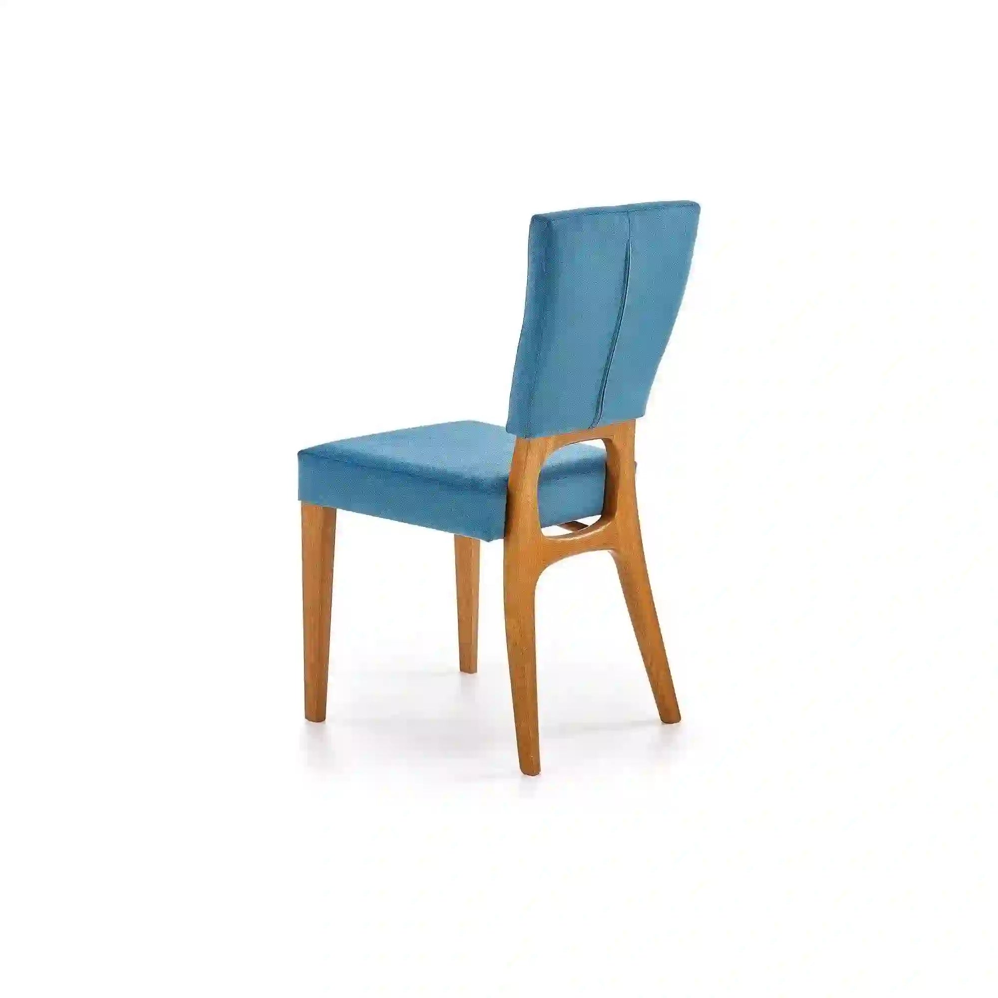 Scaun living WENANTY, albastru/stejar, stofa clasica/lemn, 43x56x91 cm