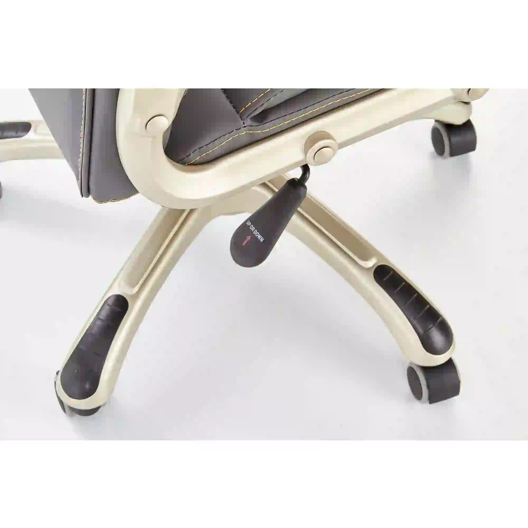 Scaun directorial DESMOND, gri, piele ecologica/cauciuc, 67x70x112/119 cm