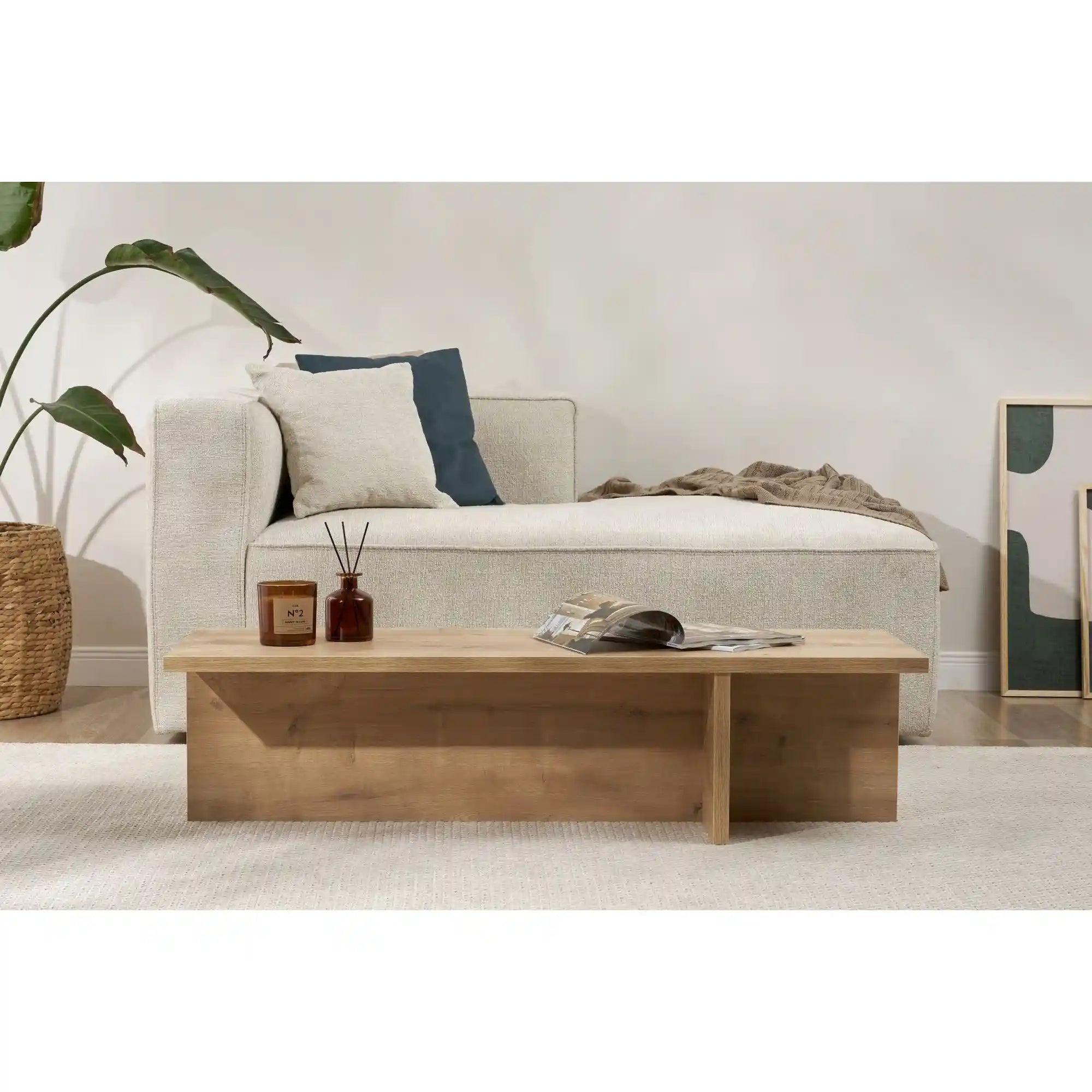 Masuta cafea HARBOR, stejar, PAL, 120x45x30 cm