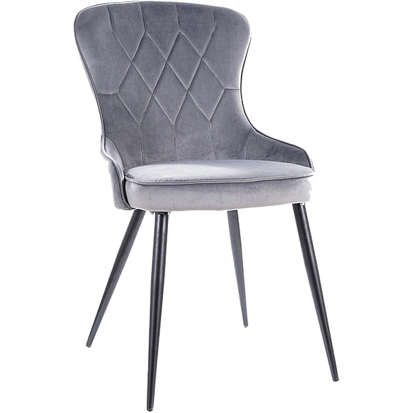 Scaun Lotus, gri/negru, stofa catifelata/metal, 52x45x91 cm