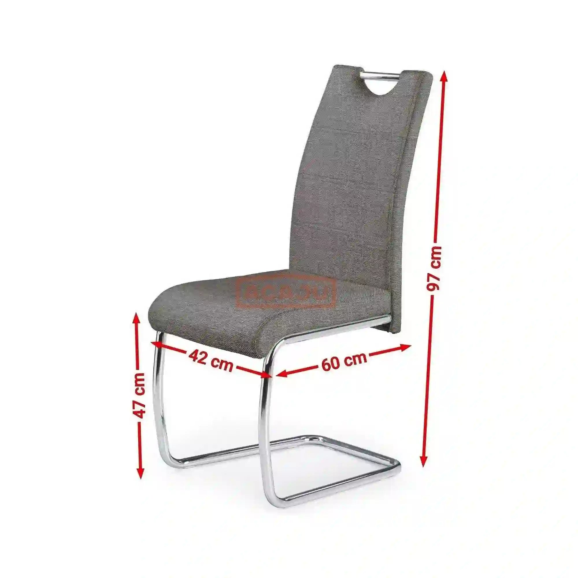 Scaun bucatarie K349, gri/crom, stofa clasica/metal, 42X60X97 CM