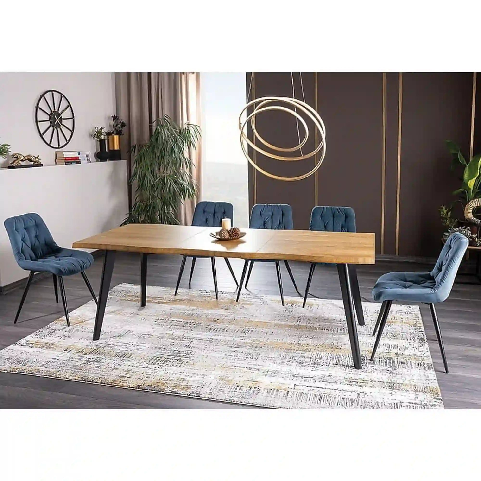 Masa extensibila FRESNO, stejar/negru, 120/180x80x76 cm