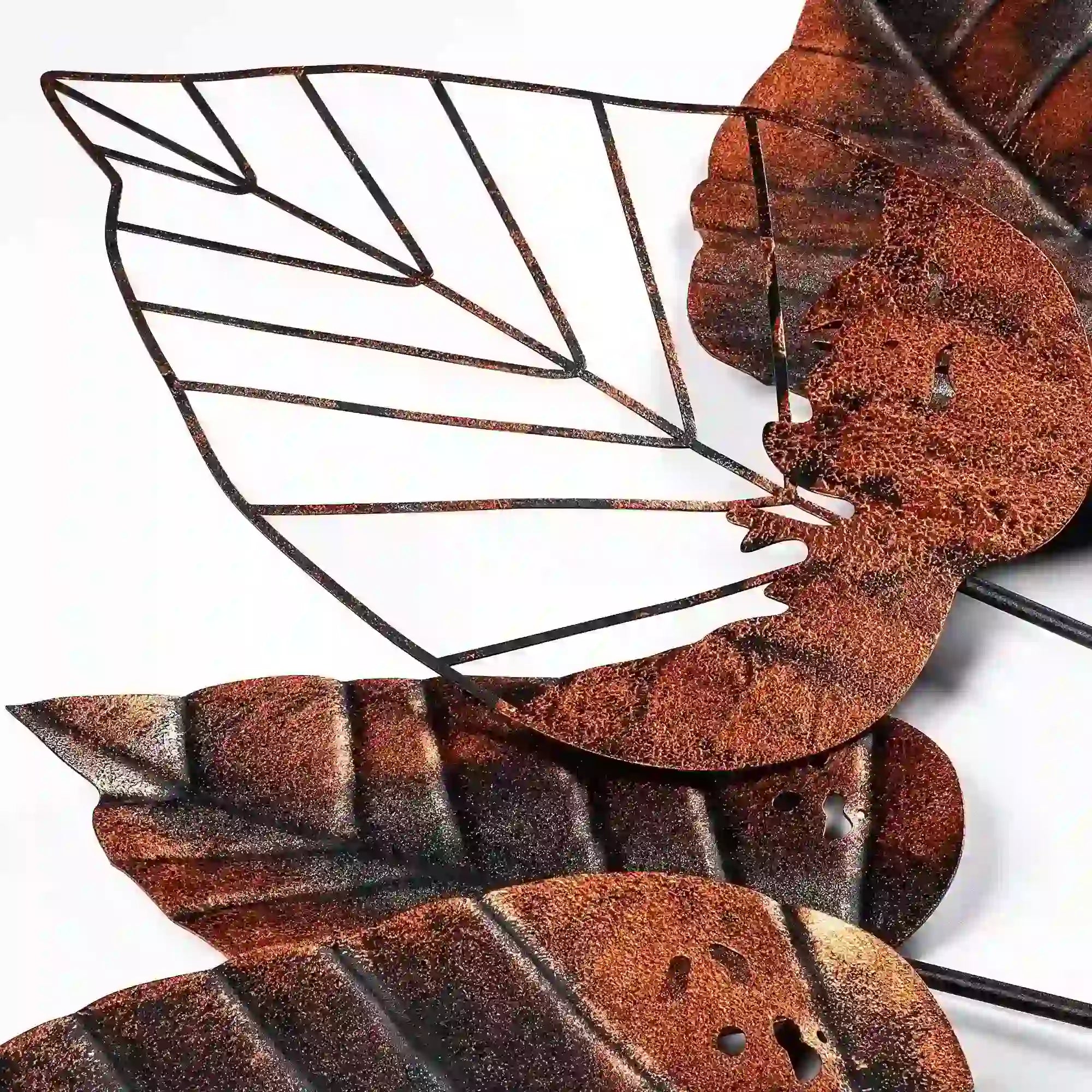 Decoratiune perete FEUILLE 3, cupru/negru, metal, 73x4x76 cm
