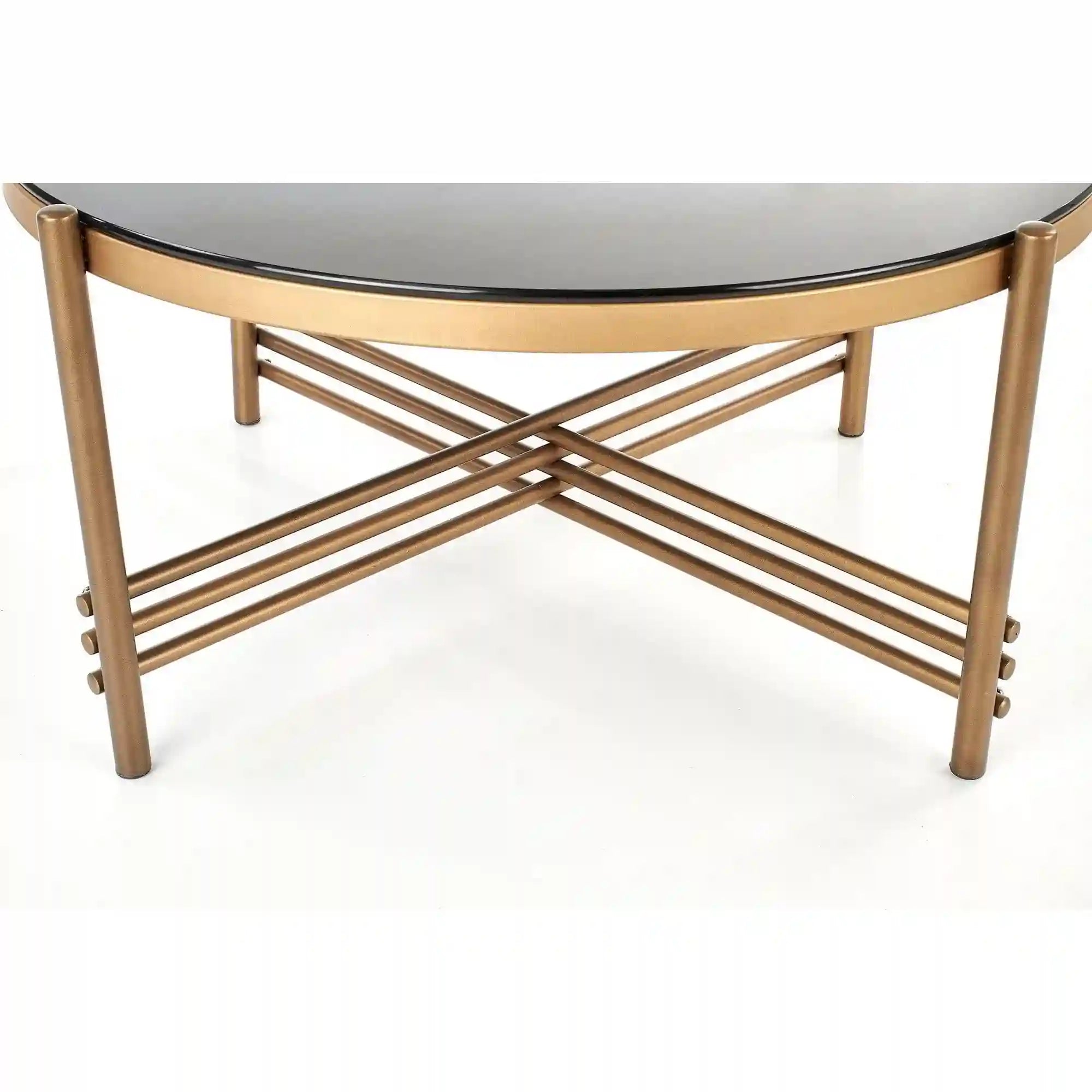 Masuta cafea Ismena, negru/auriu, sticla/otel, 80x80x41 CM