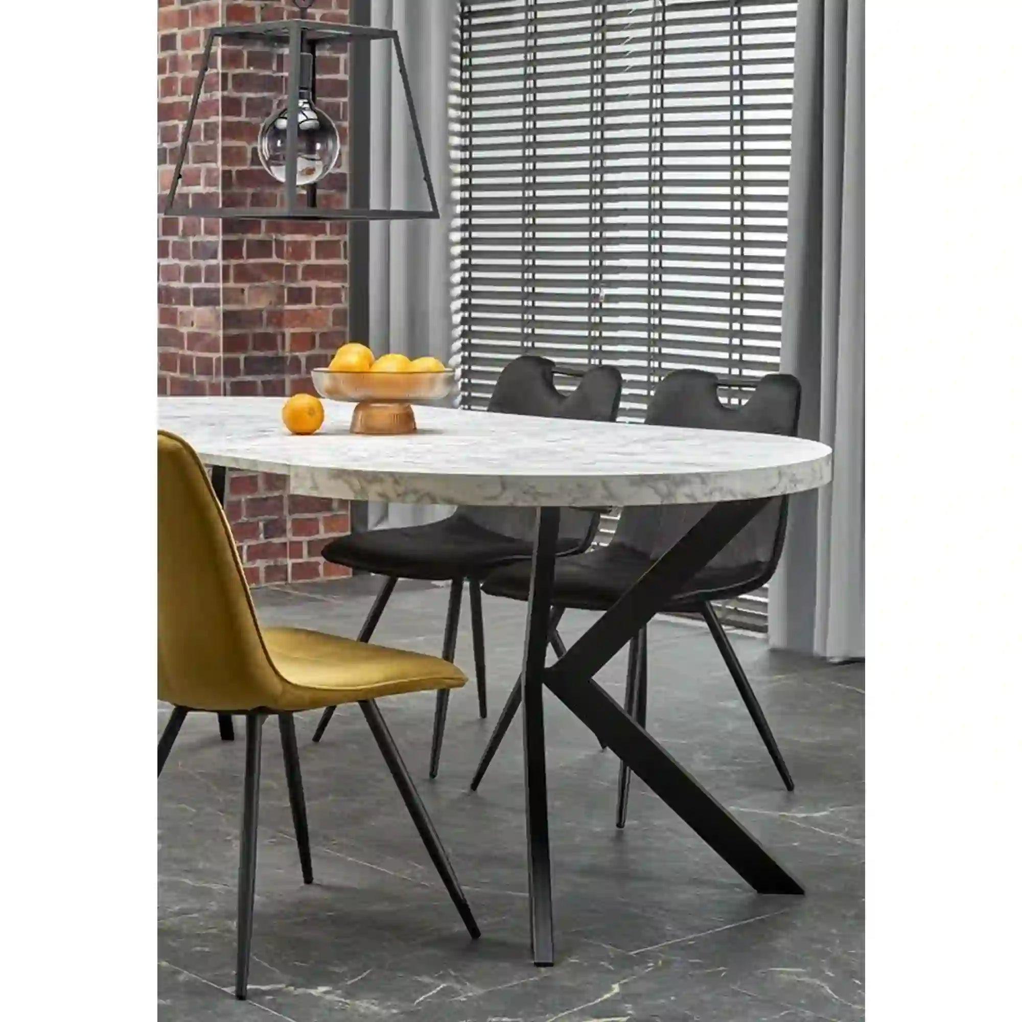 Masa extensibila PERONI, alb/negru, PAL furniruit /otel, 100/250x100x75 cm