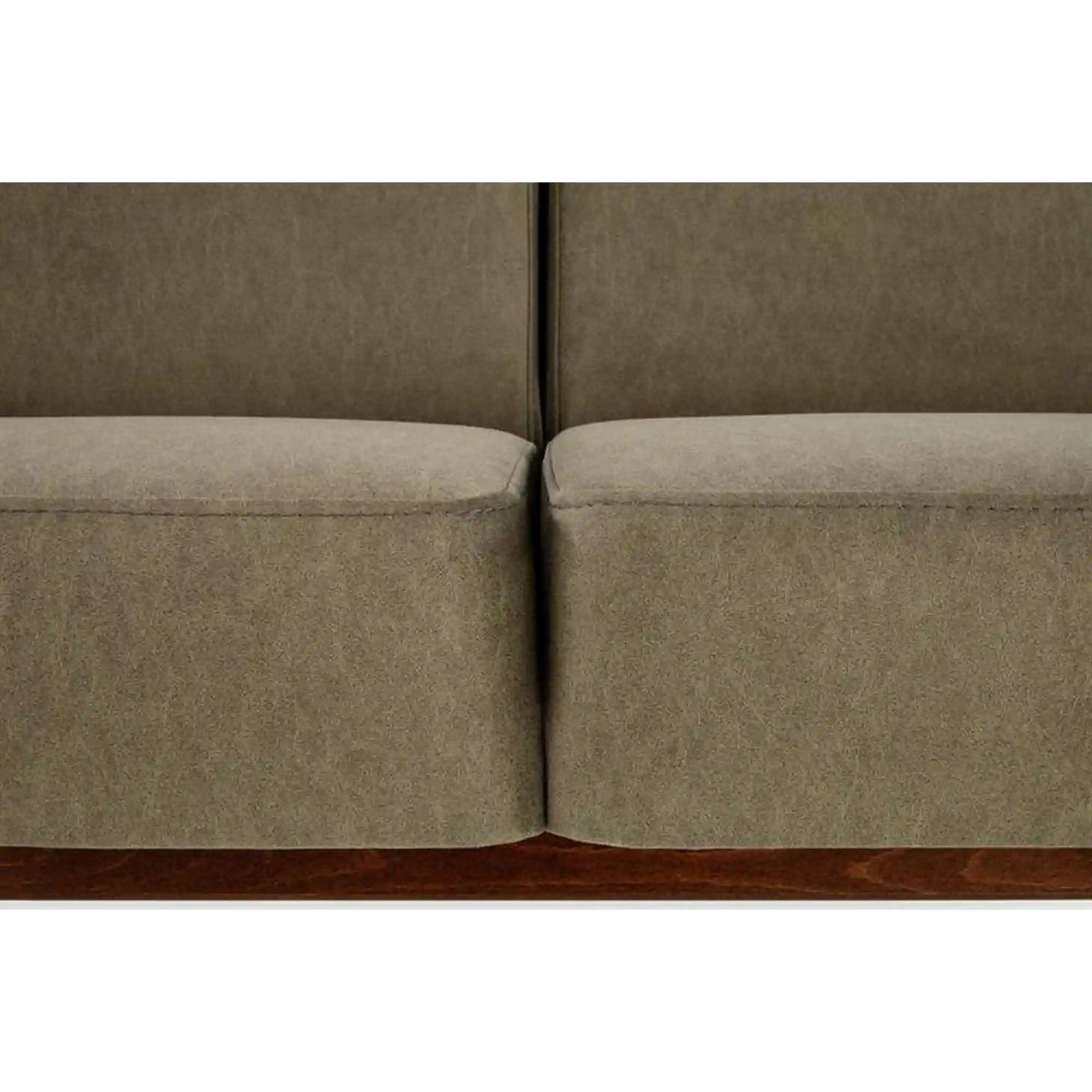 Canapea MILANO 3S, verde olive/nuc, stofa clasica/lemn, 175x77x77 cm