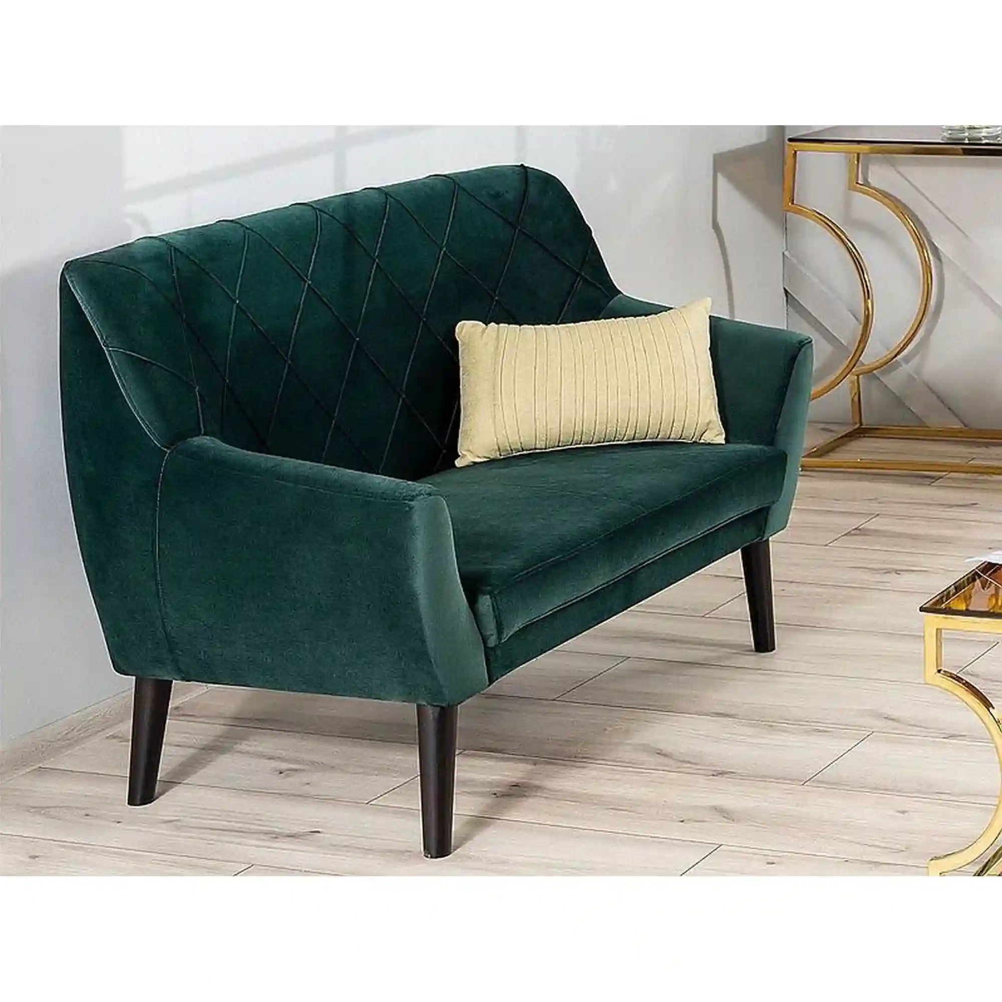 Canapea KIER 2, verde - Bluvel 78, stofa catifelata, 136x75x90 cm