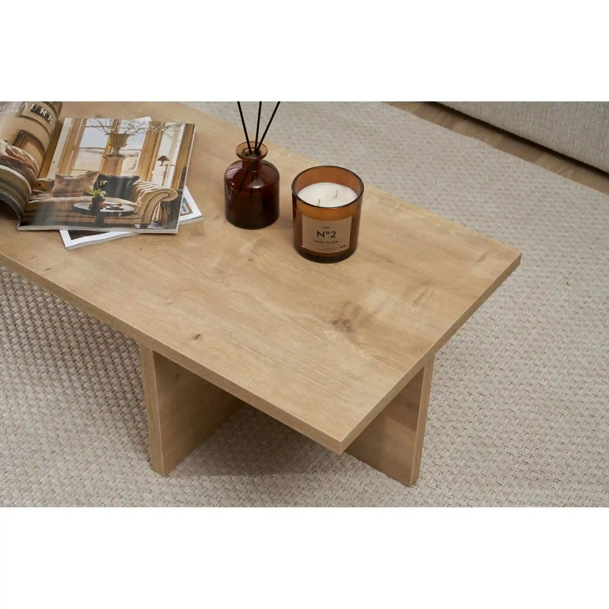 Masuta cafea HARBOR, stejar, PAL, 120x45x30 cm