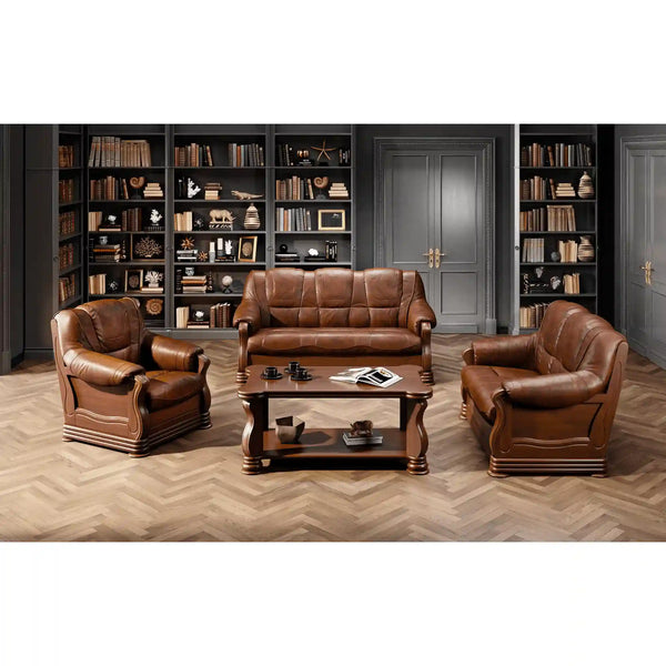 PARMA 321 pachet special (canapea extensibila 3 locuri, canapea 2 locuri fixa, fotoliu fix din piele naturala Madras)
