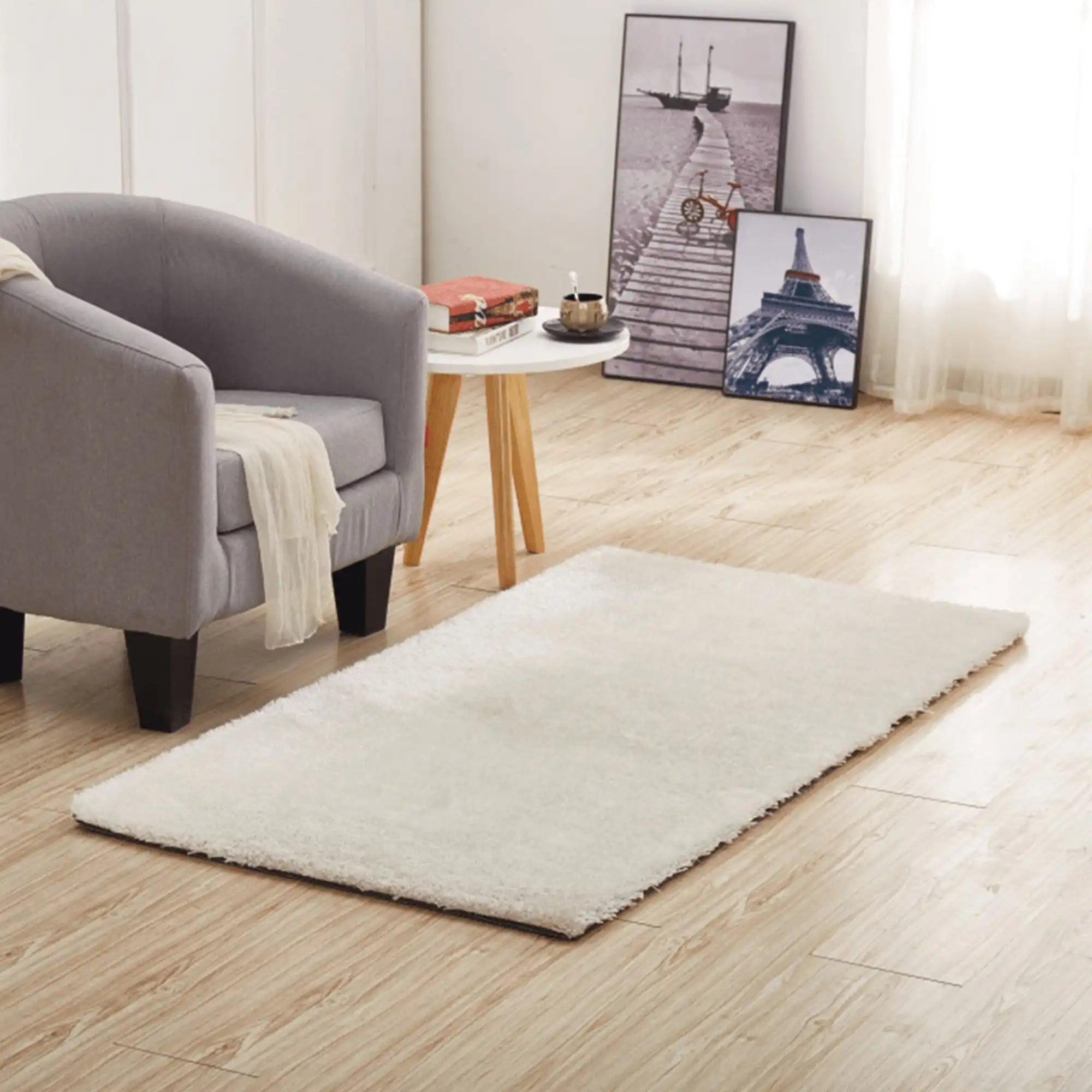 Covor AMIDA, 140x200 cm, forma dreptunghiulara, alb, poliester