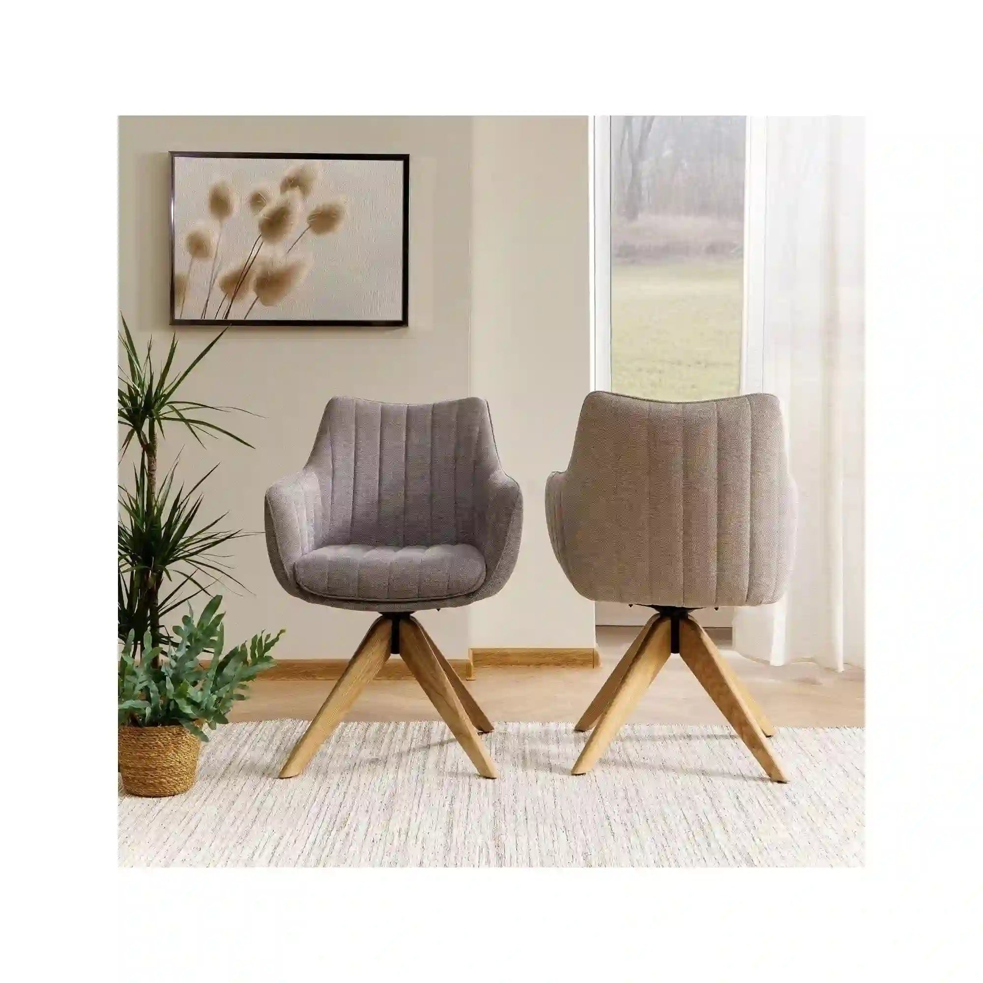 Scaun rotativ AZALIA, bej deschis - Brego 31, stofa clasica/lemn, 61x44x86 cm