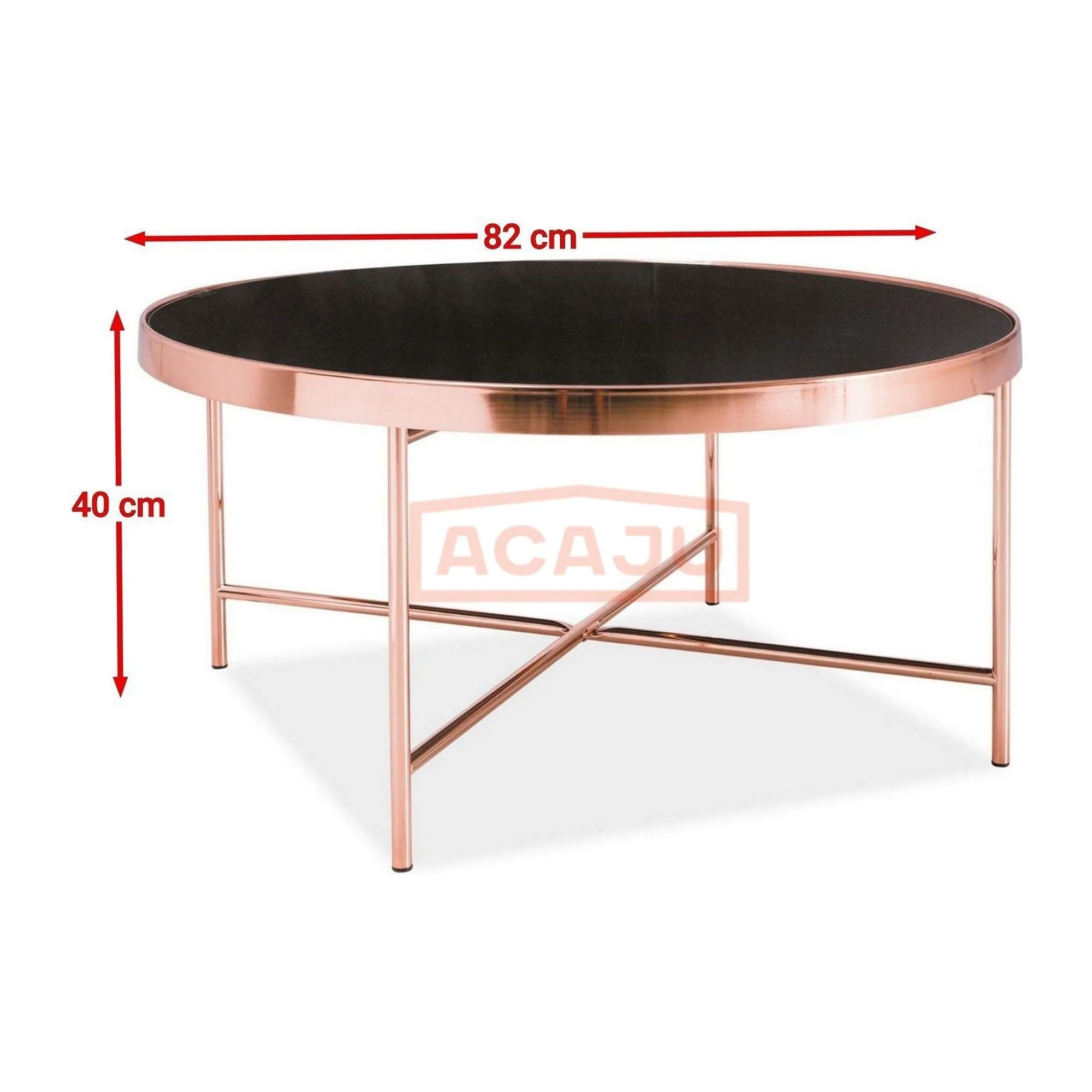 Masuta cafea Gina B, negru/cupru, sticla/metal, 82X40 cm