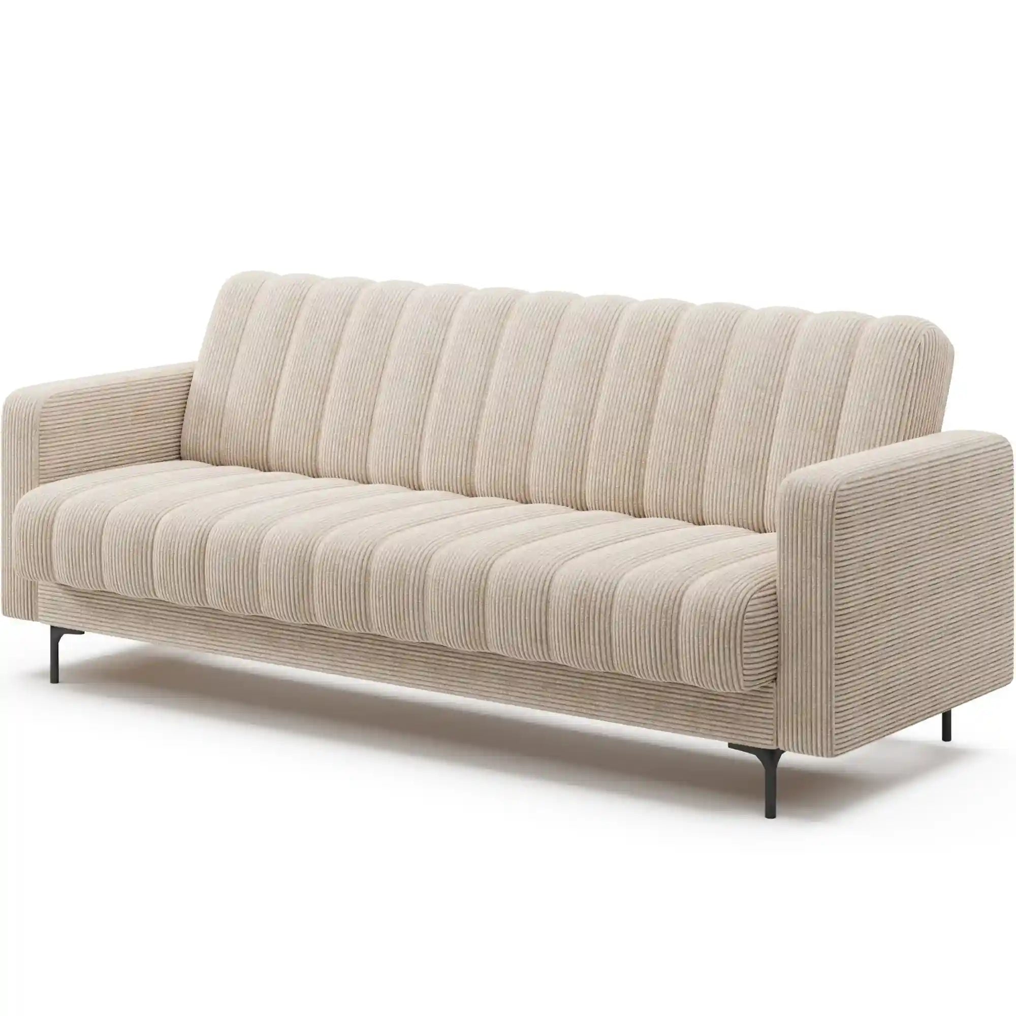 Canapea extensibila RONEYY, stofa catifelata bej - Jarell 18, cu spatiu depozitare, 212x89x86 cm