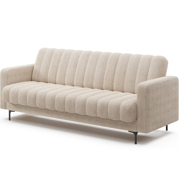 Canapea extensibila RONEYY, stofa catifelata bej - Jarell 18, cu spatiu depozitare, 212x89x86 cm