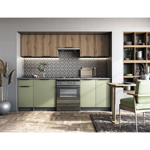 Set bucatarie KSENIA, nuc/verde/gri antracit, 240 cm