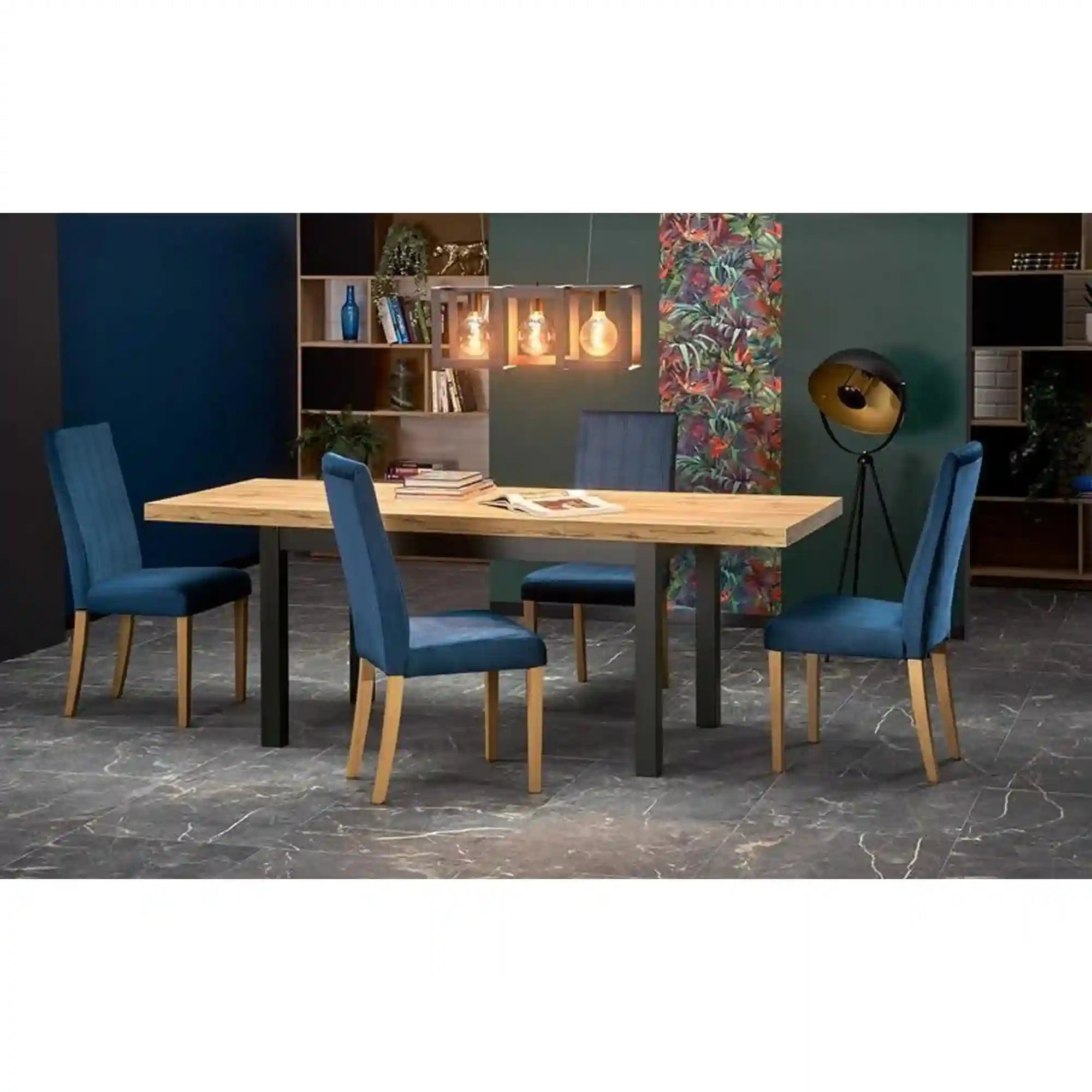 Masa extensibila TIAGO, stejar/negru, 140/220x80x76 cm