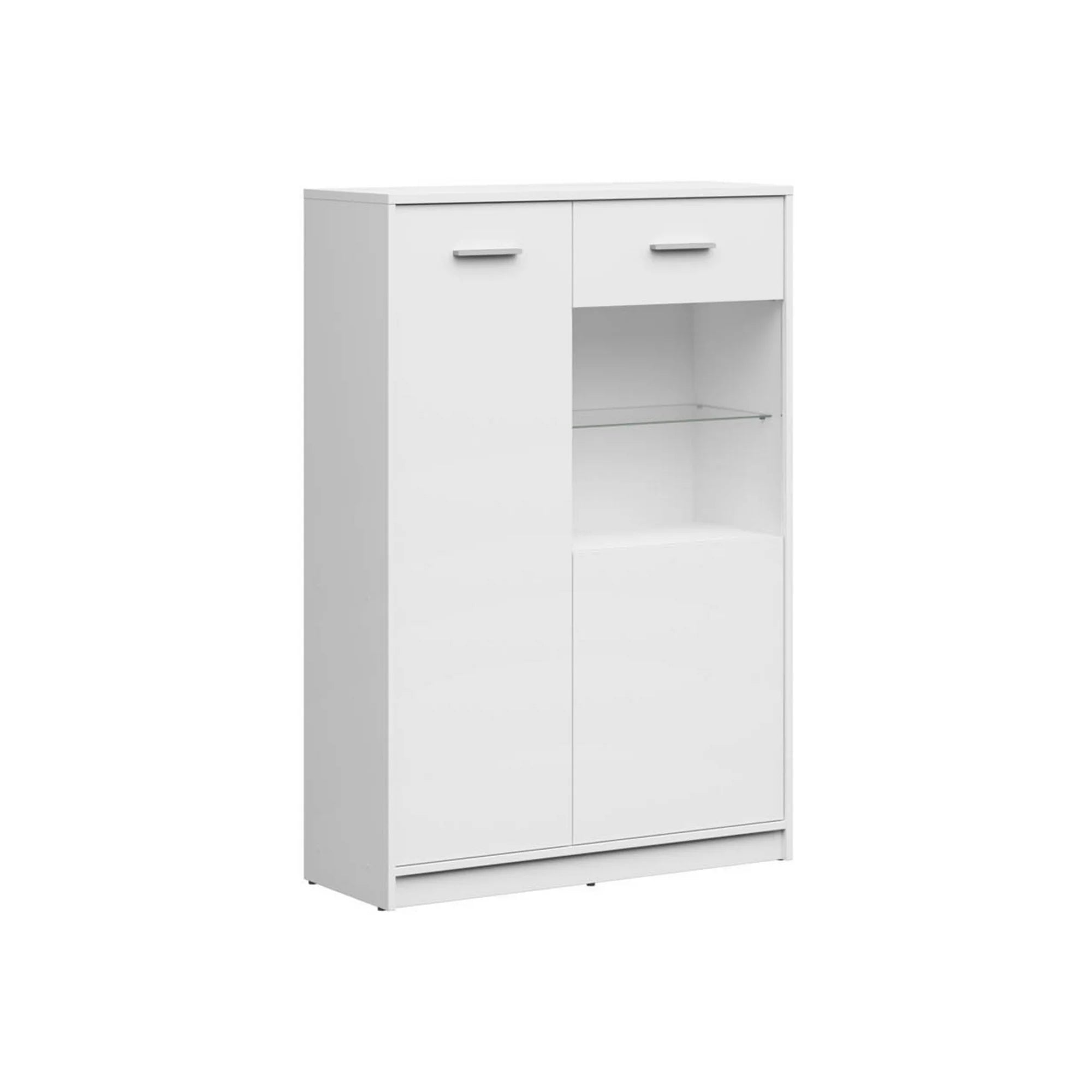 Vitrina NEPO PLUS, alb, PAL laminat/sticla, 90x34x132 cm
