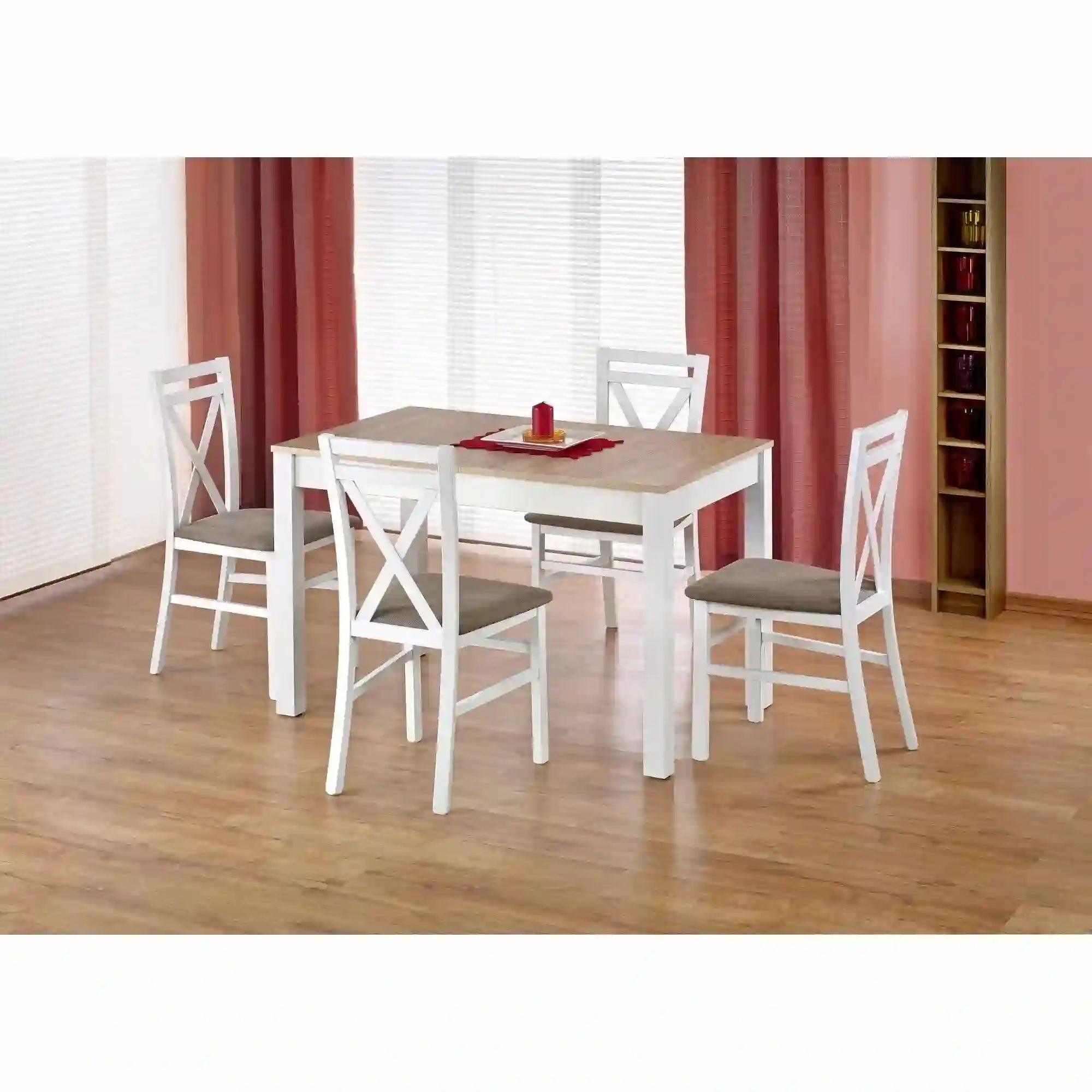 Masa extensibila MAURYCY, stejar/alb, PAL, 118/158x75x76 cm