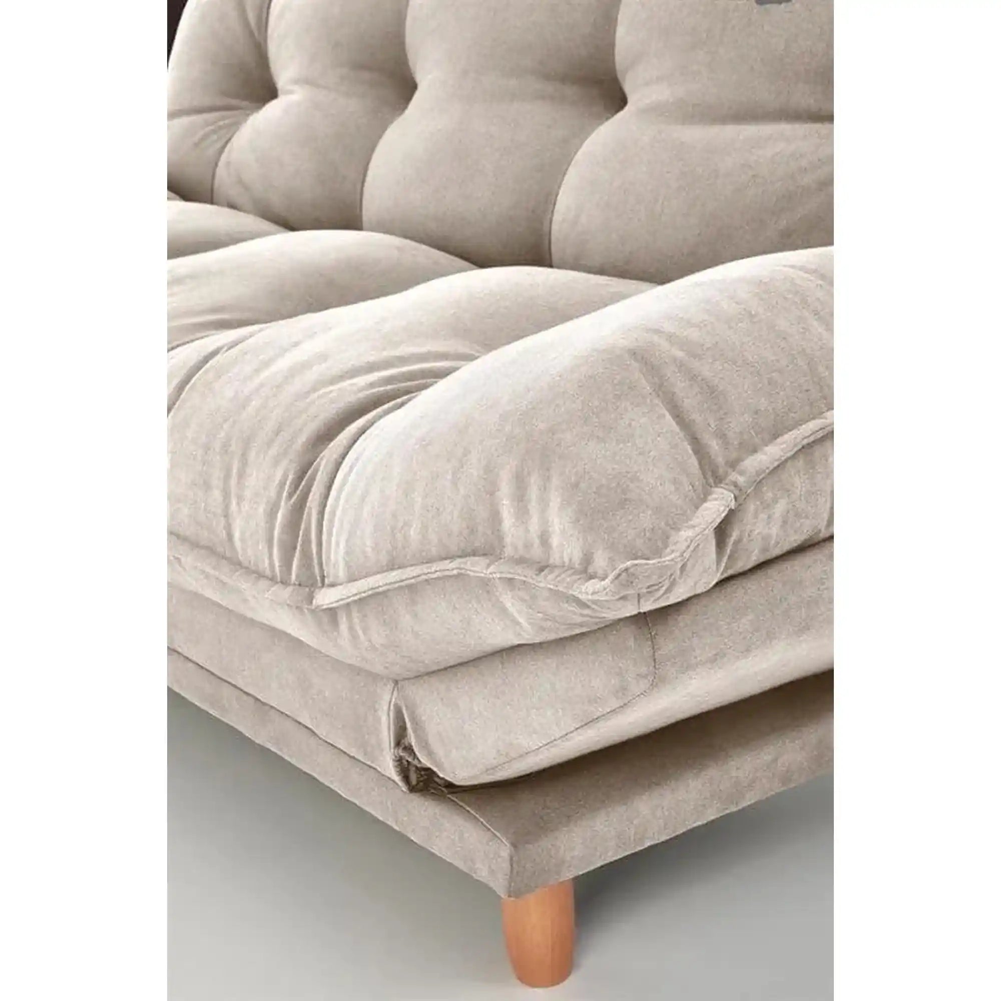 Canapea extensibila PILLOW, bej, stofa/lemn, 190x100x85 cm