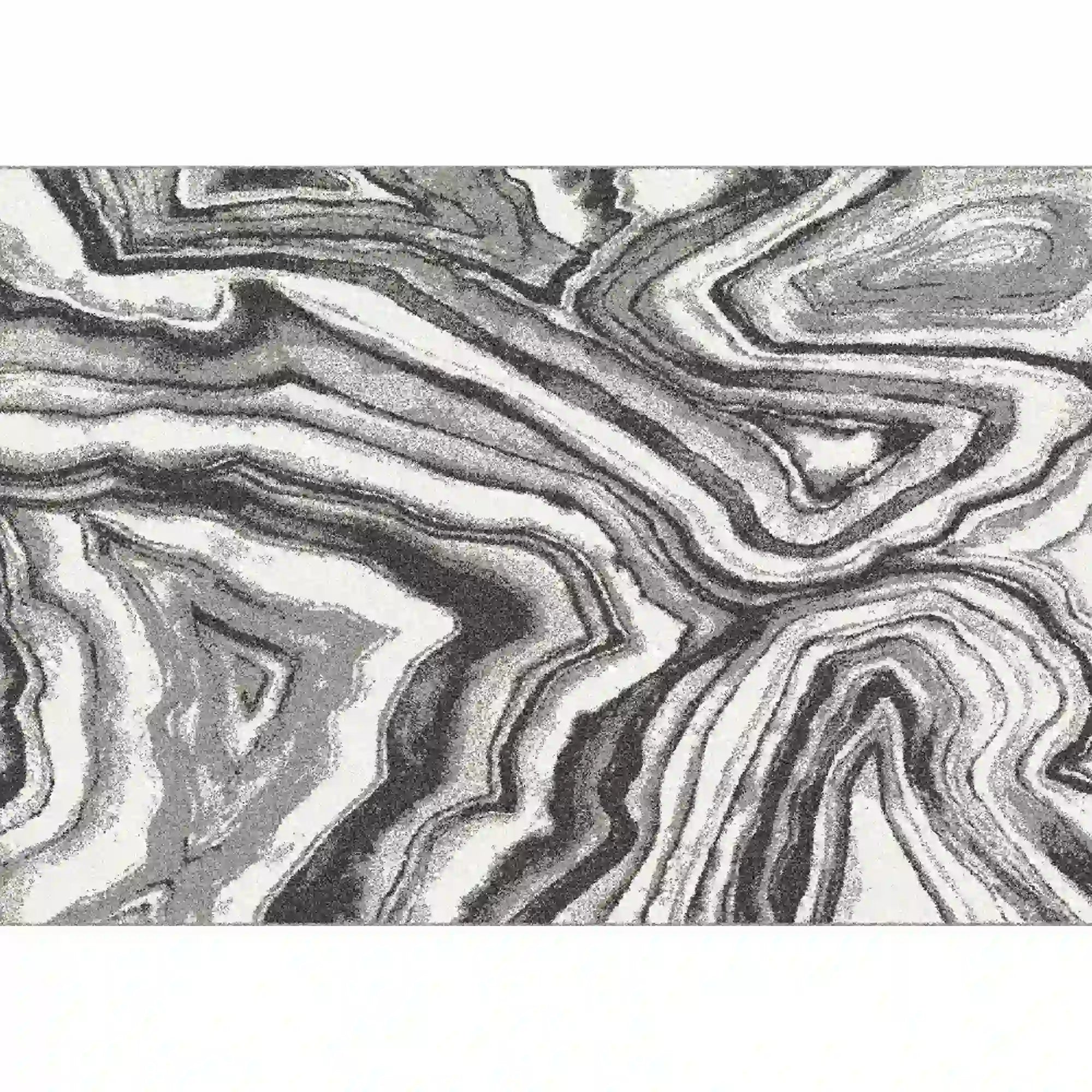 Covor SINAN, 57x90 cm, forma dreptunghiulara, poliester, alb/negru