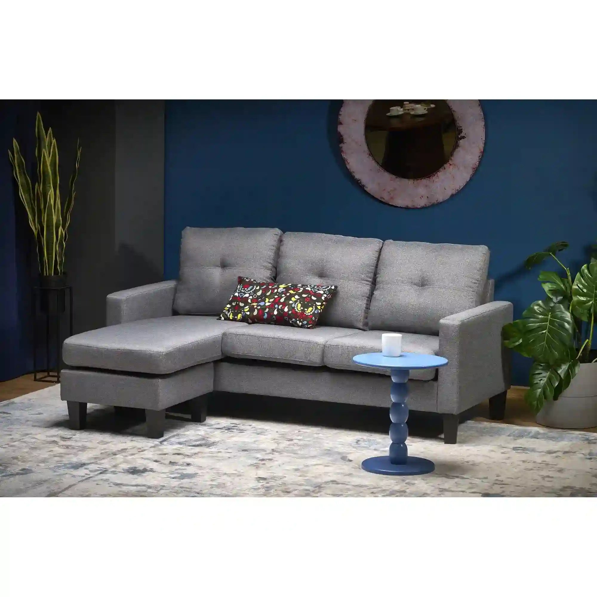 Canapea GERSON, gri, stofa clasica/polipropilena, 180x130x80 cm