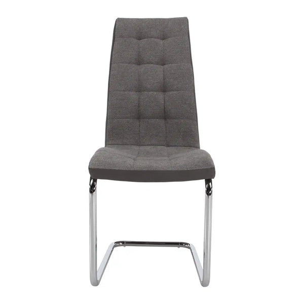 Scaun SALOMA NEW, gri, stofa clasica/pielele ecologica/metal, 42x56.5x105 cm