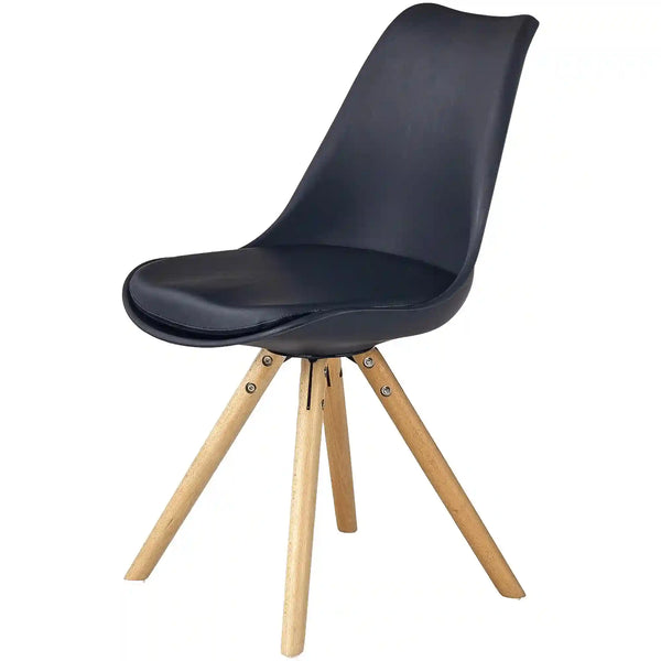 Scaun K201, negru/fag, piele ecologica/lemn de fag, 48x57X80 cm