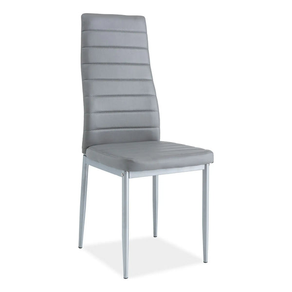 Scaun tapitat H261, gri/aluminiu, piele ecologica/metal, 40X38X96 cm