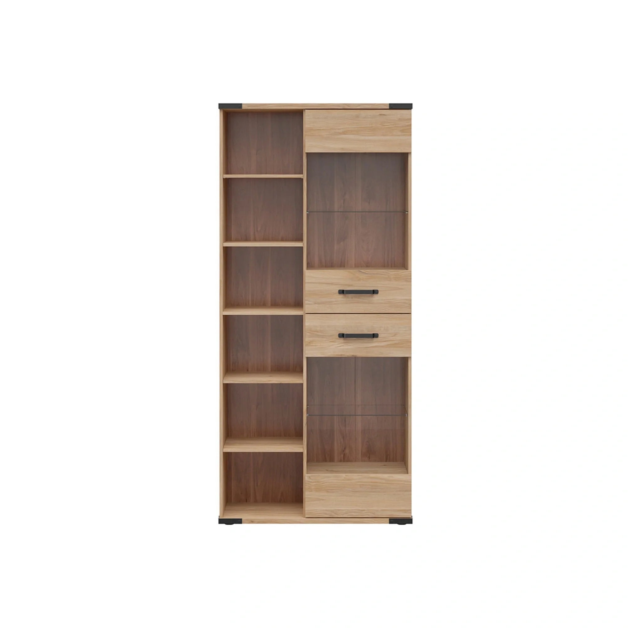 Vitrina LARA, frasin, PAL laminat/sticla, 90x40x198 cm