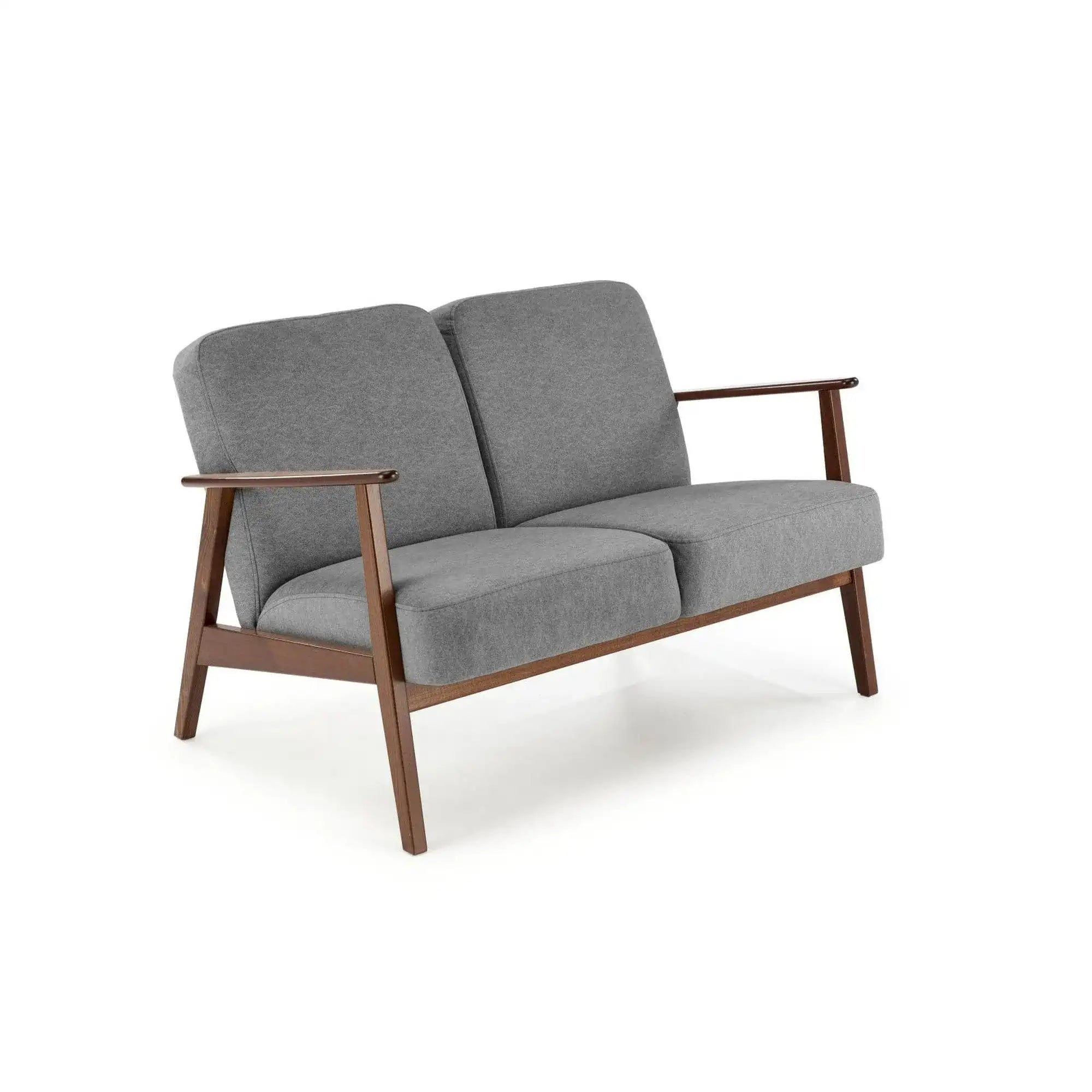 Canapea MILANO 2S, gri - Castel 93, stofa catifelata/lemn, 120x77x77 cm