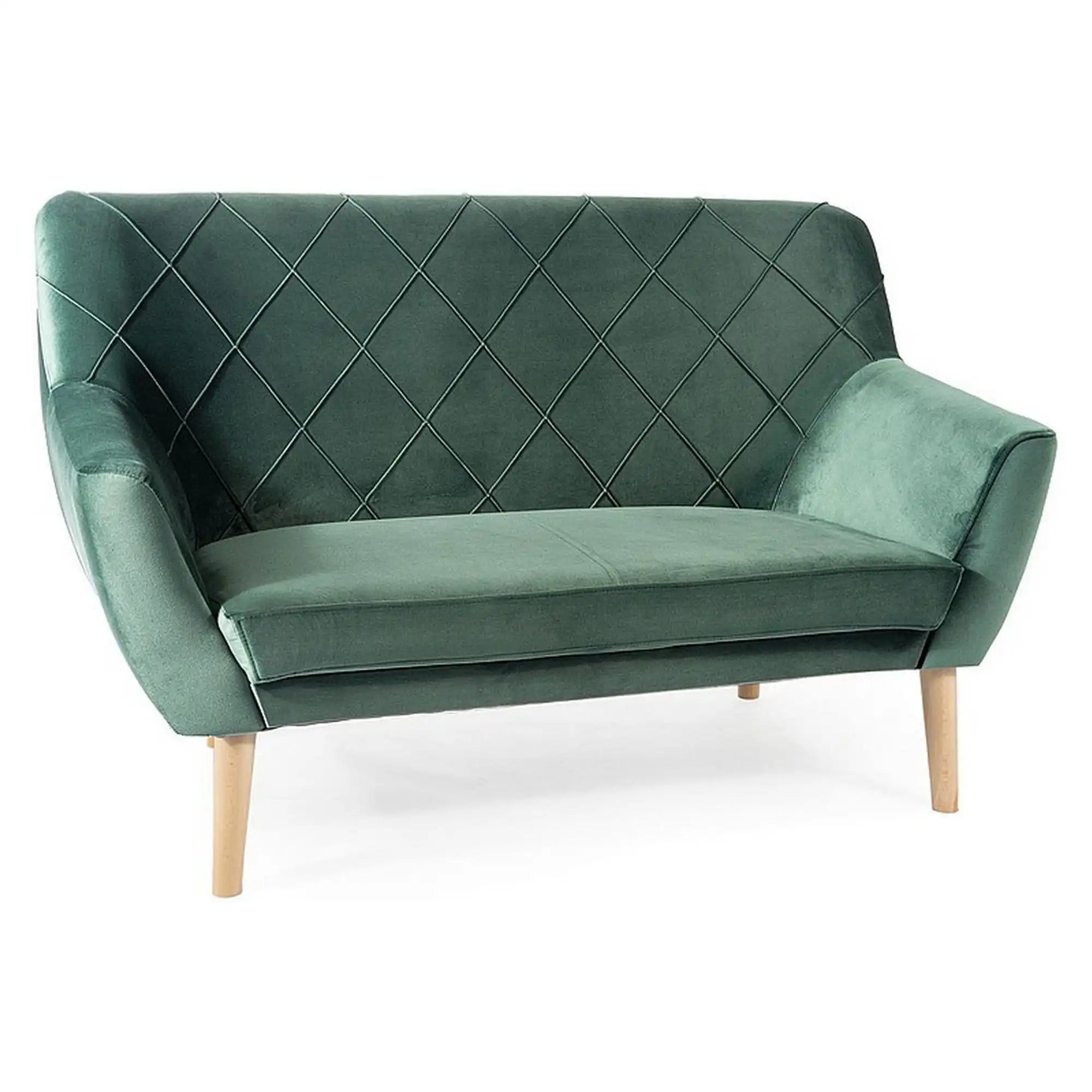 Canapea KIER 2, verde/fag, stofa catifelata/lemn, 136x75x90 cm