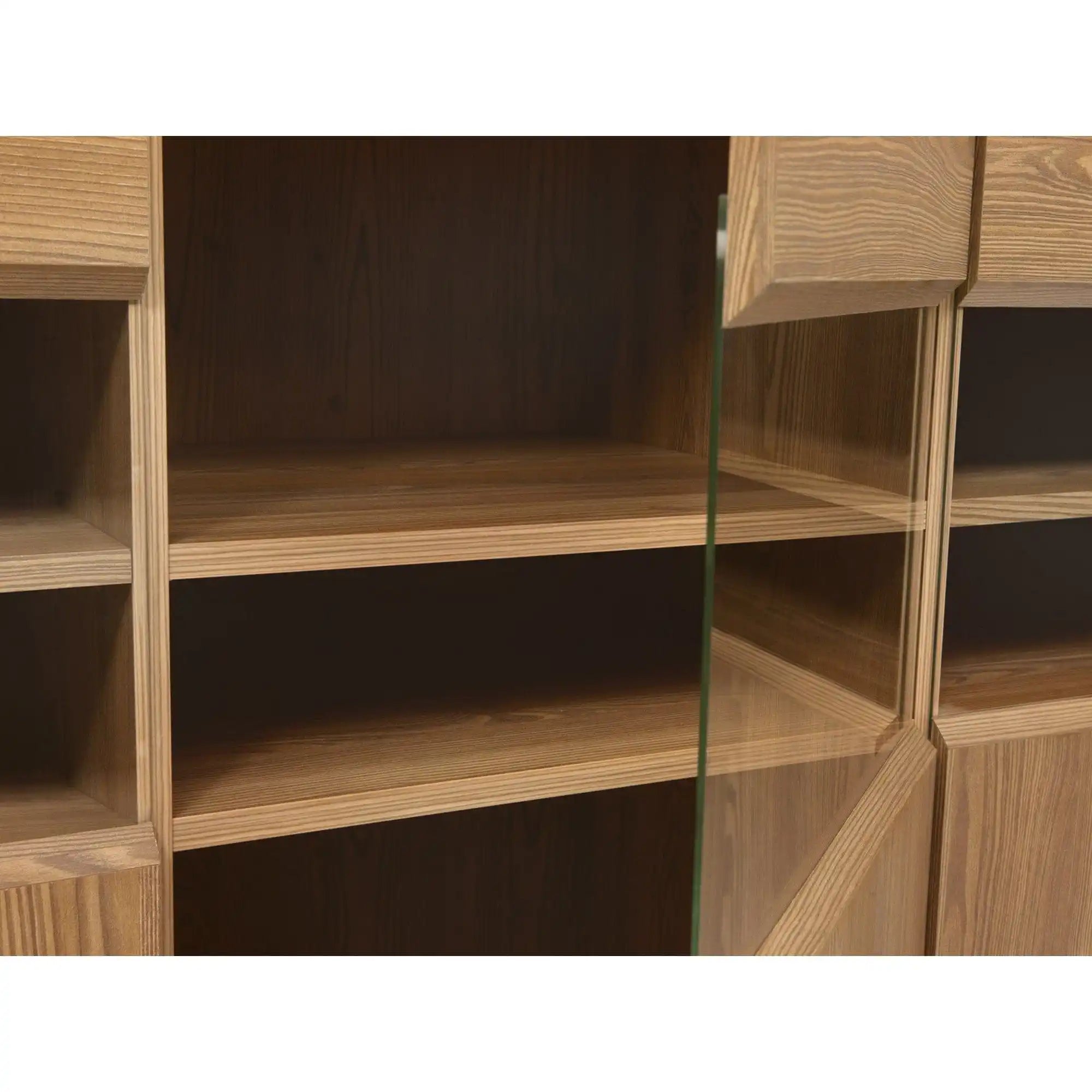 Vitrina BERGEB REG3W, stejar, PAL/sticla securizata, 156x47x151 cm