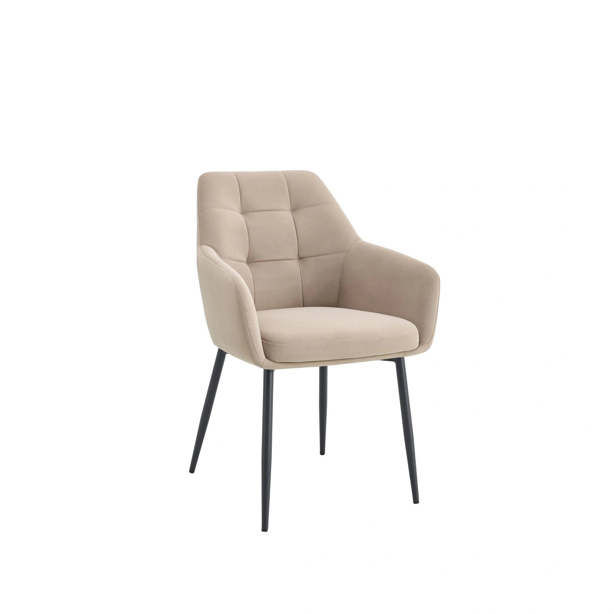 Scaun UGO NEW, bej/negru, stofa catifelata/metal, 58x62x85 cm